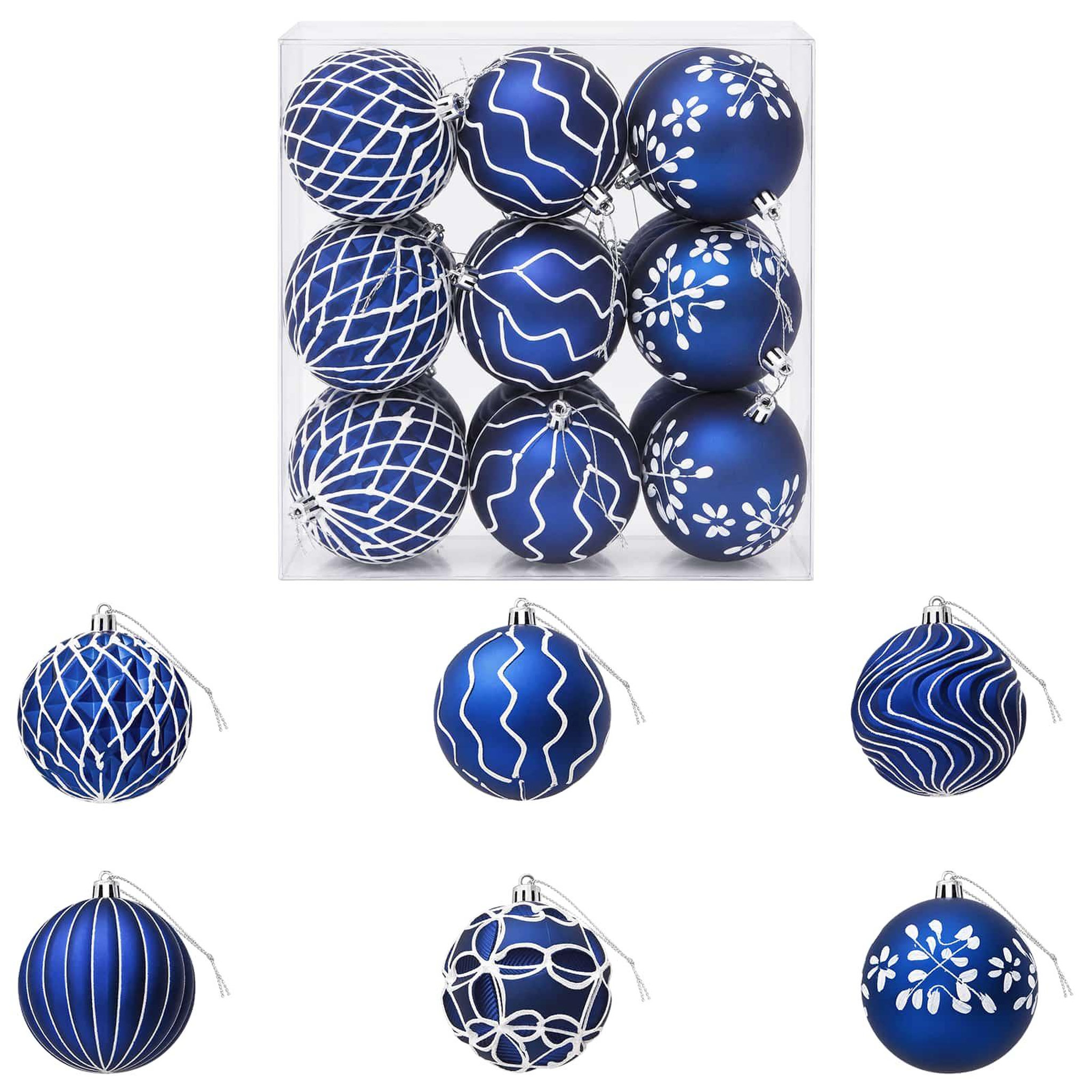 VIDAXL Ensemble de boules de Noël XL 18 pc Bleu et Blanc Diam. 8 cm