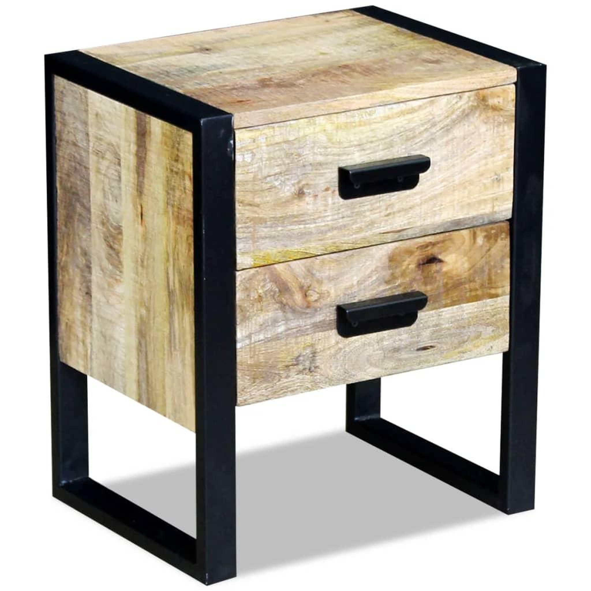 Voir la diapositive 4 : VIDAXL Table auxiliaire a 2 tiroirs bois manguier massif 43x33x51 cm