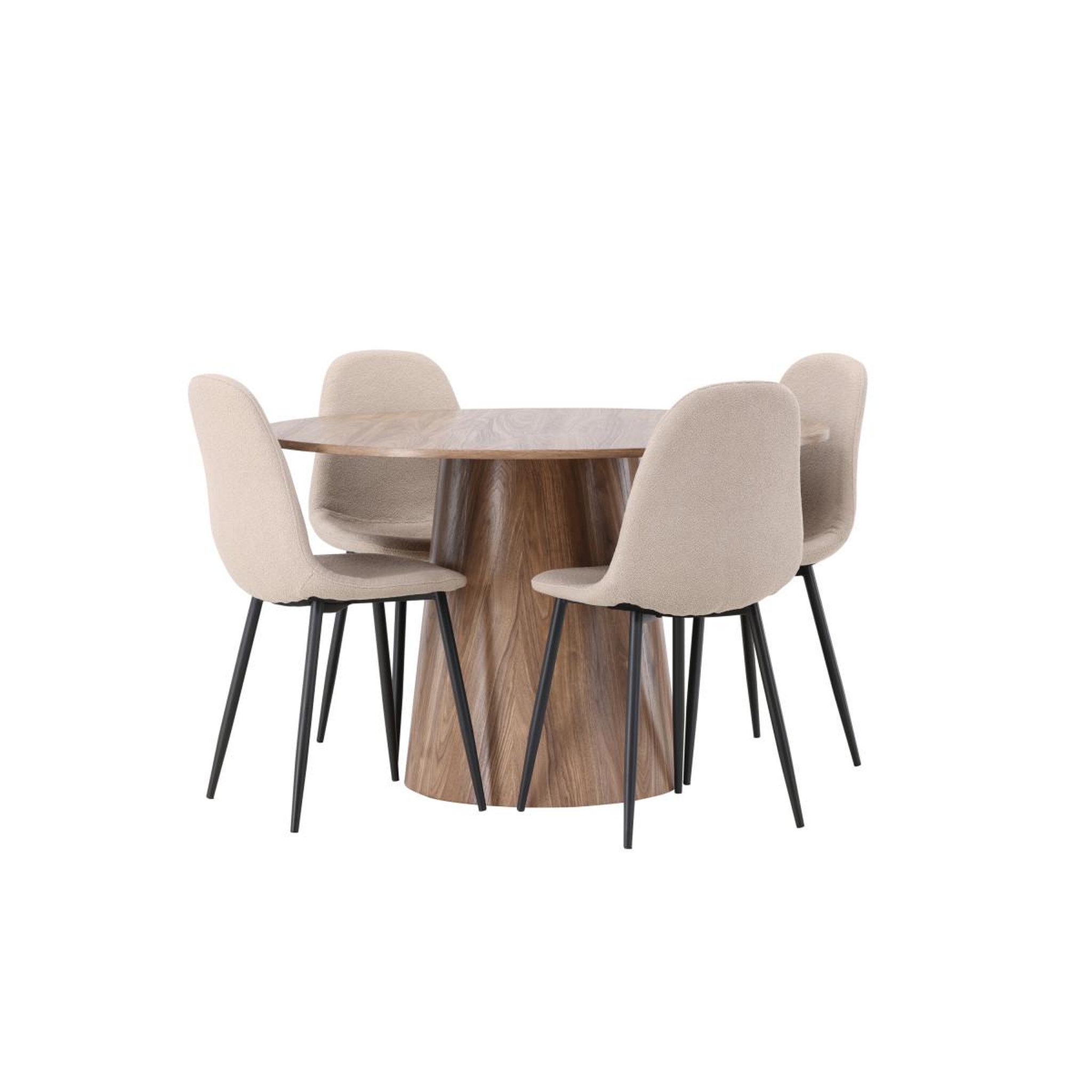 Voir la diapositive 3 : Paris Prix Ensemble table à manger & 4 chaises  lanzo & polar  120cm beige & marron