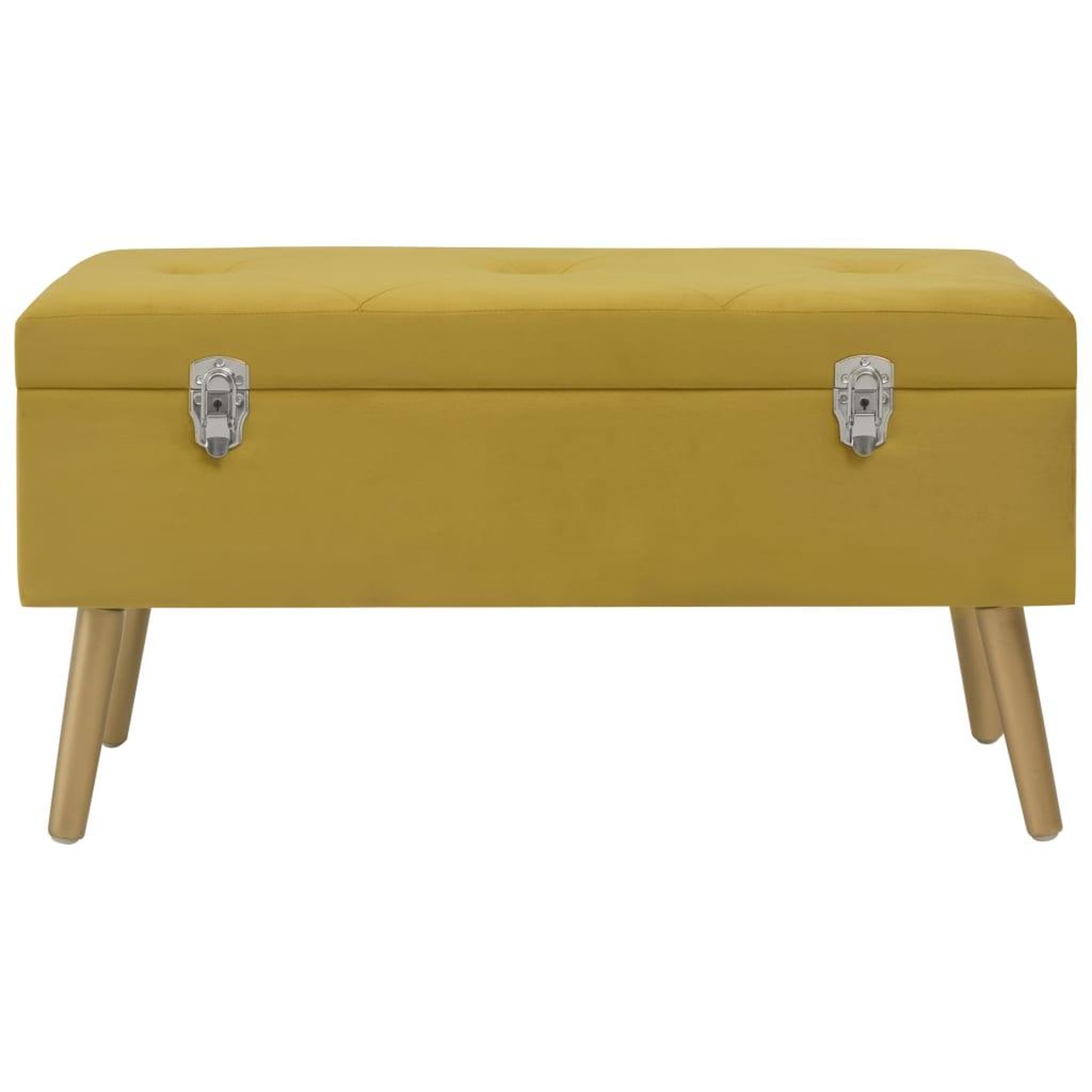 Voir la diapositive 2 : VIDAXL Banc avec compartiment de rangement 80cm Jaune moutarde Velours