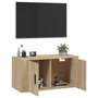 Voir la diapositive 5 : VIDAXL Meuble TV mural Chene Sonoma 80x34,5x40 cm