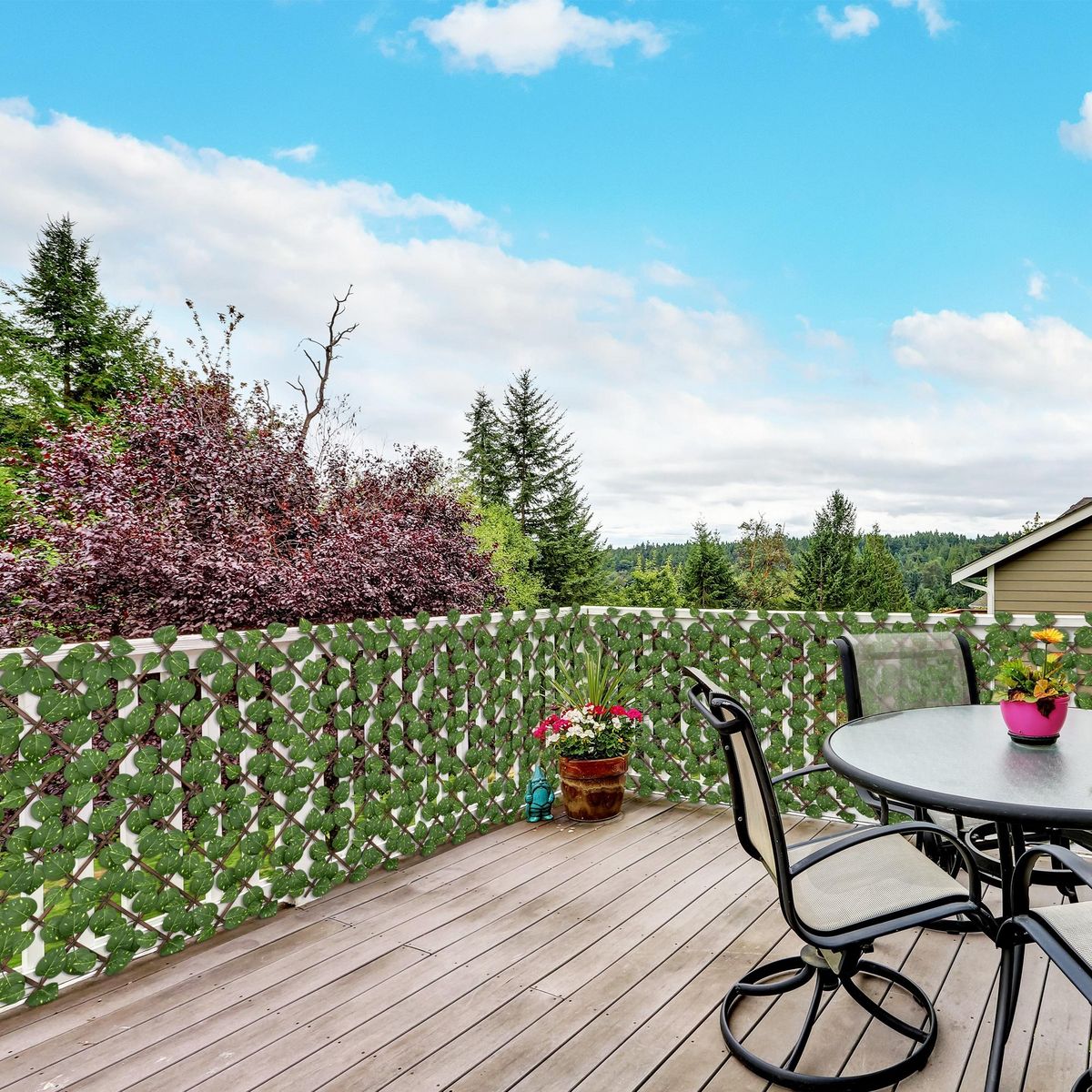 OUTSUNNY Lot de 2 haies artificielles feuilles de radis - treillis extensibles - brise-vue canisse végétale feuillage réaliste 2L x 1H m PE marron vert