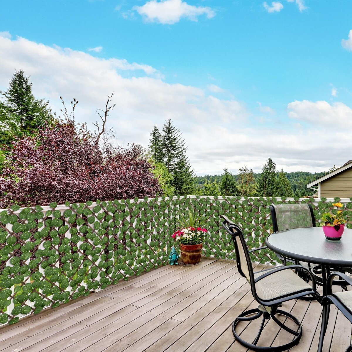 OUTSUNNY Lot de 2 haies artificielles feuilles de radis - treillis extensibles - brise-vue canisse végétale feuillage réaliste 2L x 1H m PE marron vert