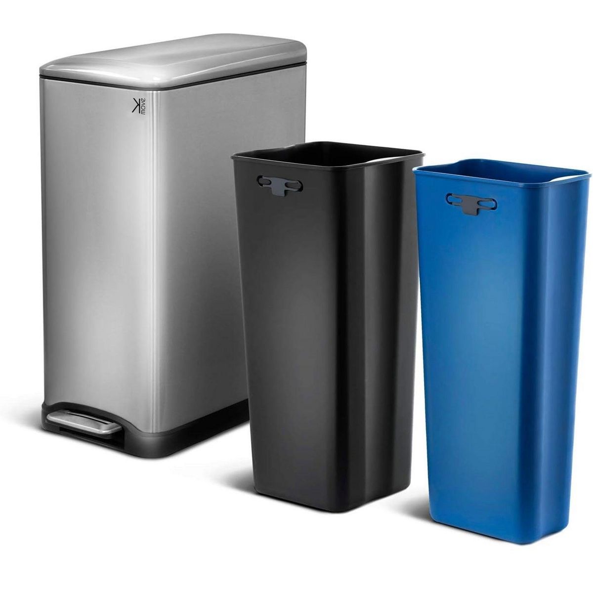 Kitchen move Poubelle de cuisine tri sélectif EDGE Argent Acier inoxydable 50L