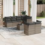 VIDAXL Salon de jardin 8 pcs avec coussins gris resine tressee