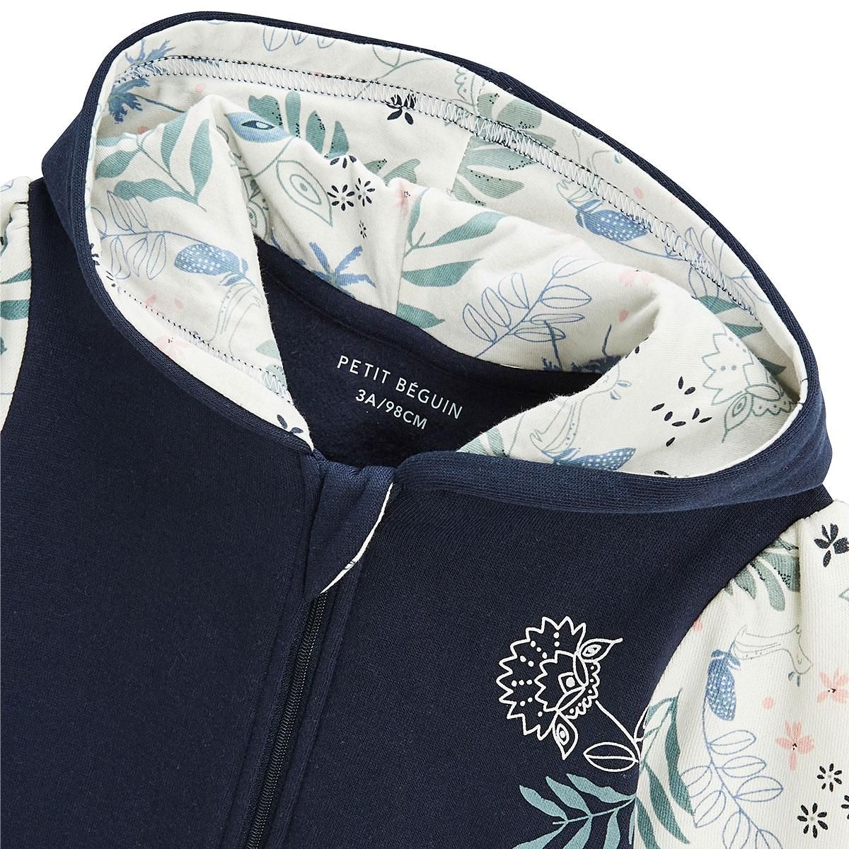 Petit Béguin Sweat à capuche zippé bébé en molleton Belle de Nuit