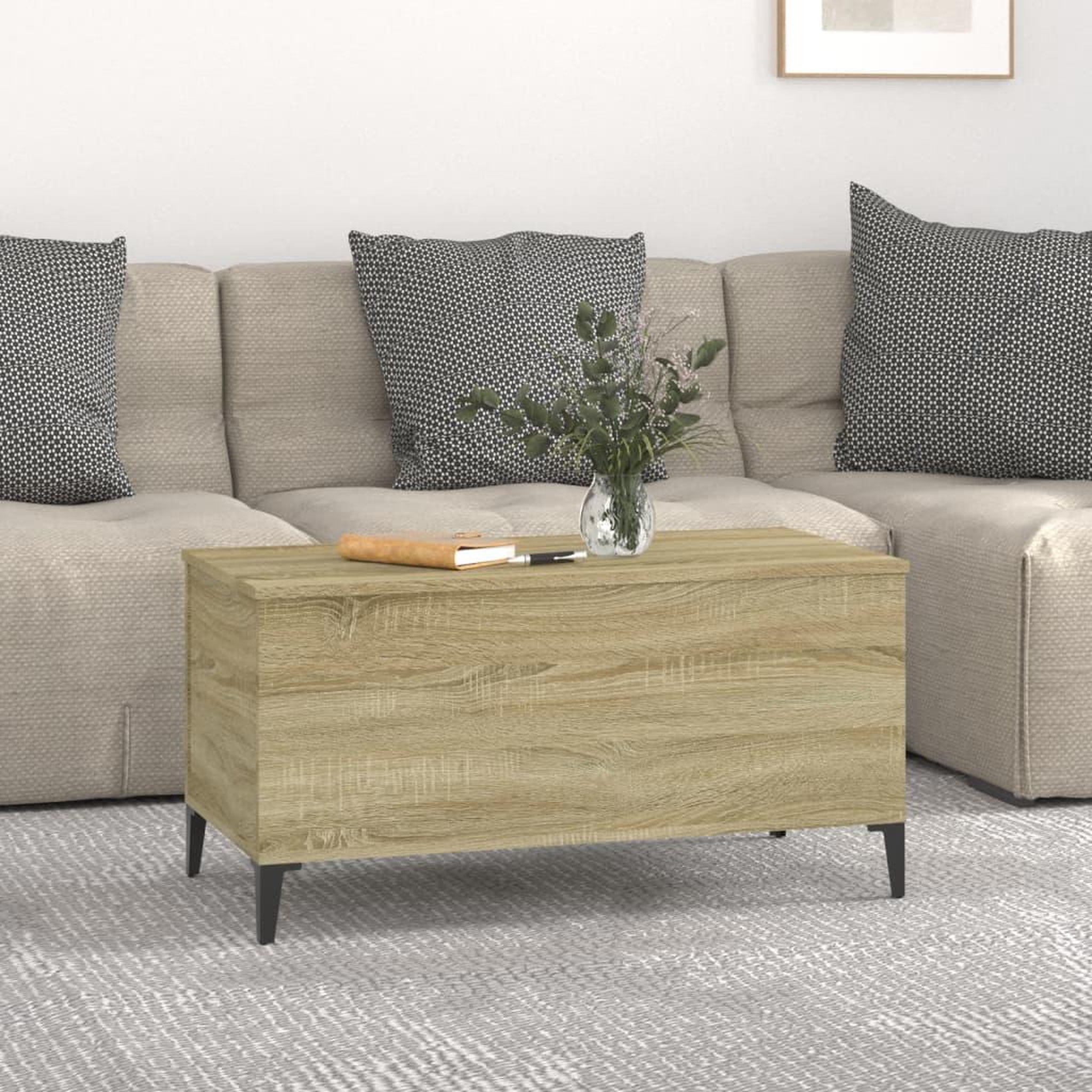 Voir la diapositive 3 : VIDAXL Table basse Chene sonoma 90x44,5x45 cm Bois d'ingenierie