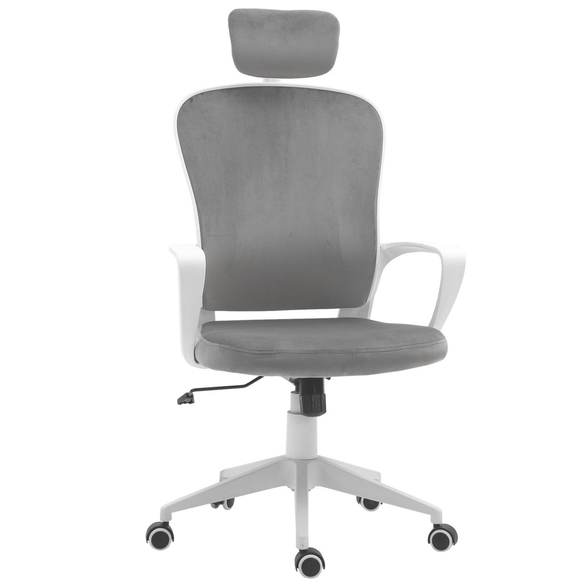 VINSETTO Fauteuil de bureau ergonomique en velours - 63 x 64 x 118-128 cm - gris clair