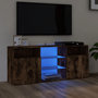 Voir la diapositive 1 : VIDAXL Meuble TV avec lumieres LED Chene fume 120x30x50 cm