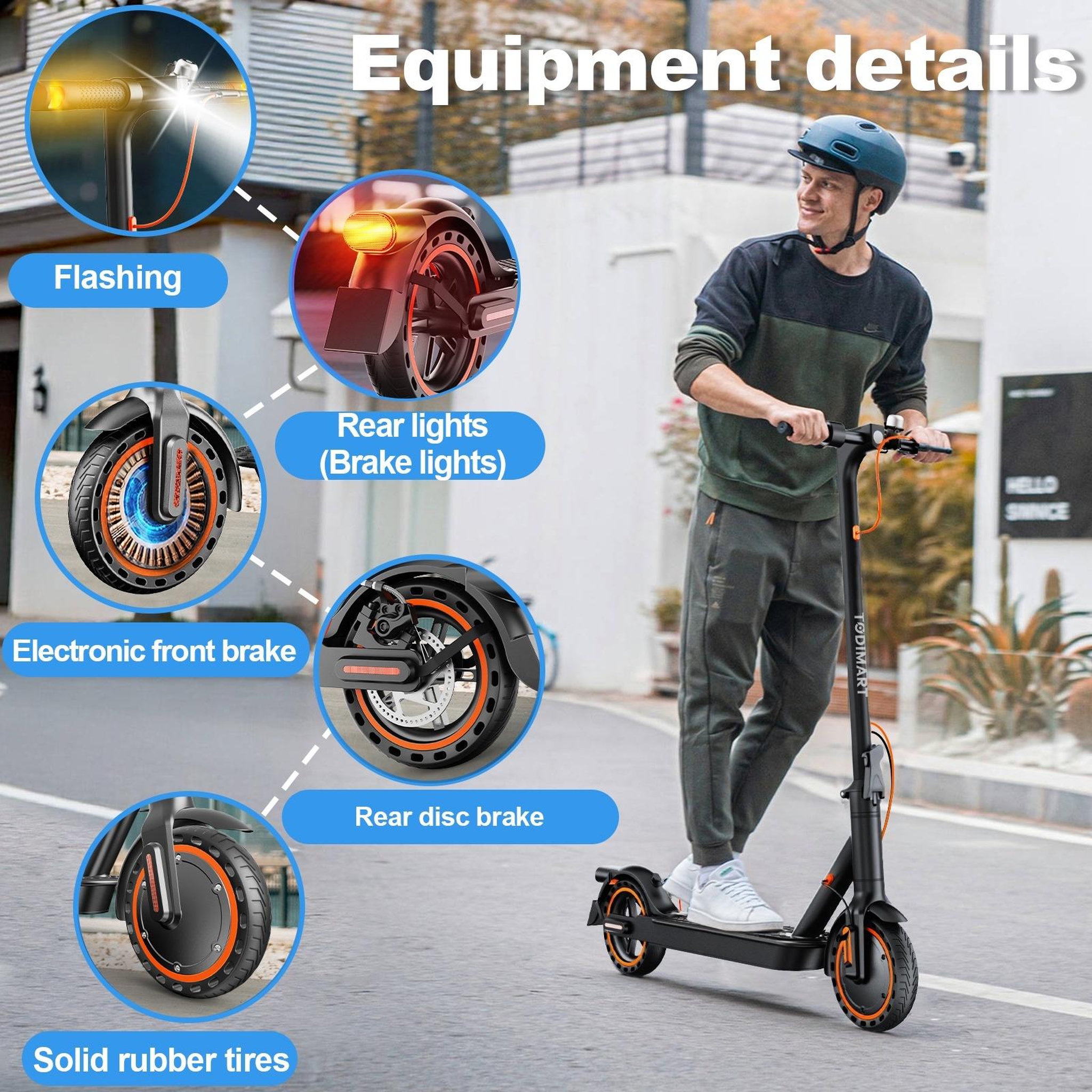 Voir la diapositive 5 : TODIMART Trottinette électrique todimart t3s, 25 km/h, clignotants, contrôle via application, noire