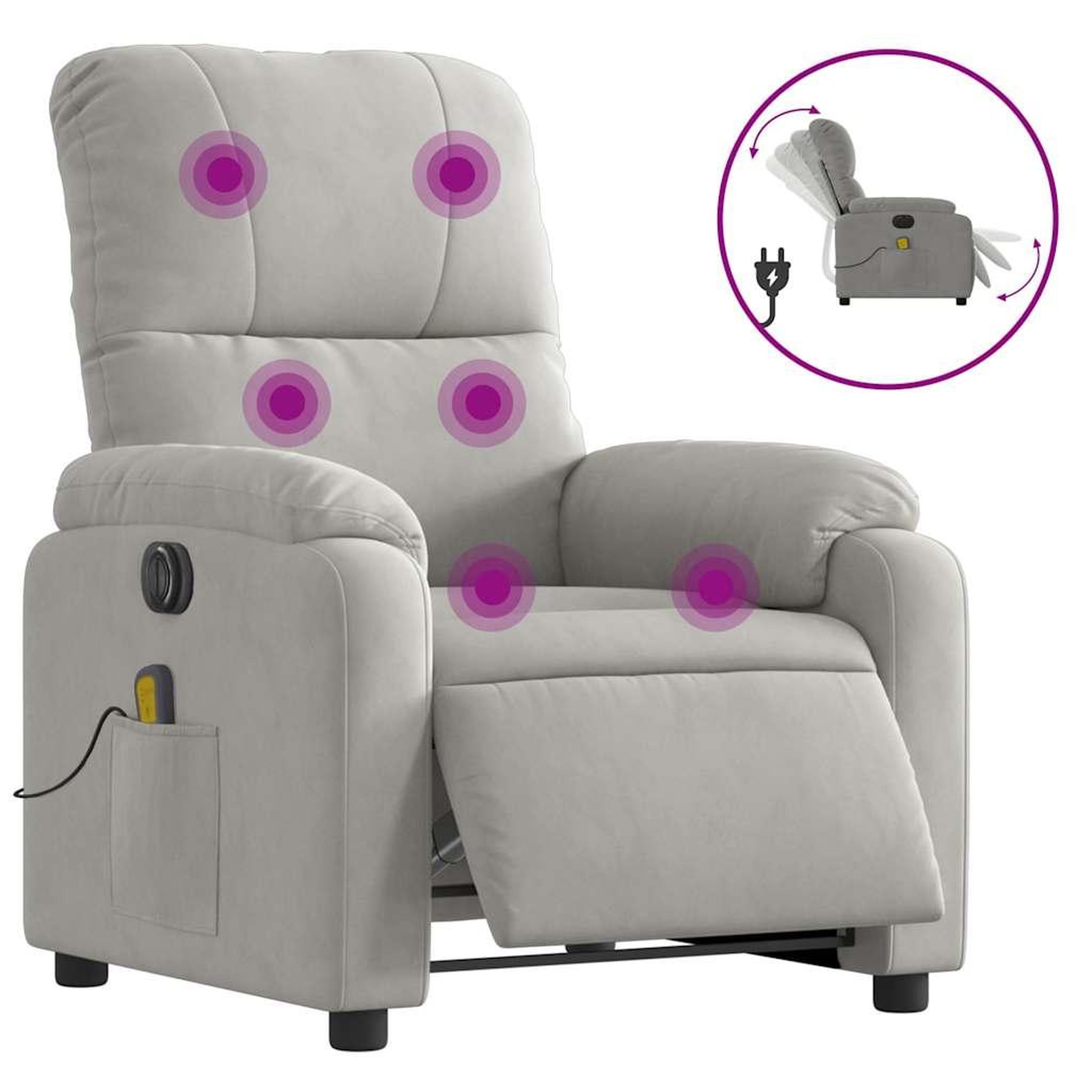 Voir la diapositive 2 : VIDAXL Fauteuil inclinable de massage electrique gris clair
