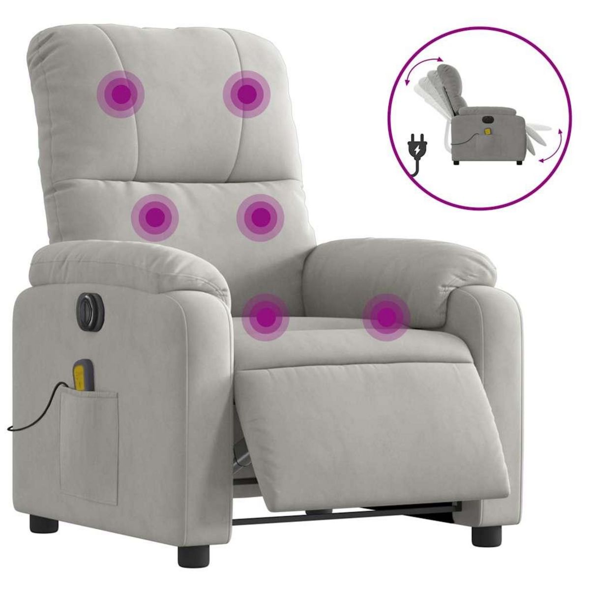 VIDAXL Fauteuil inclinable de massage electrique gris clair