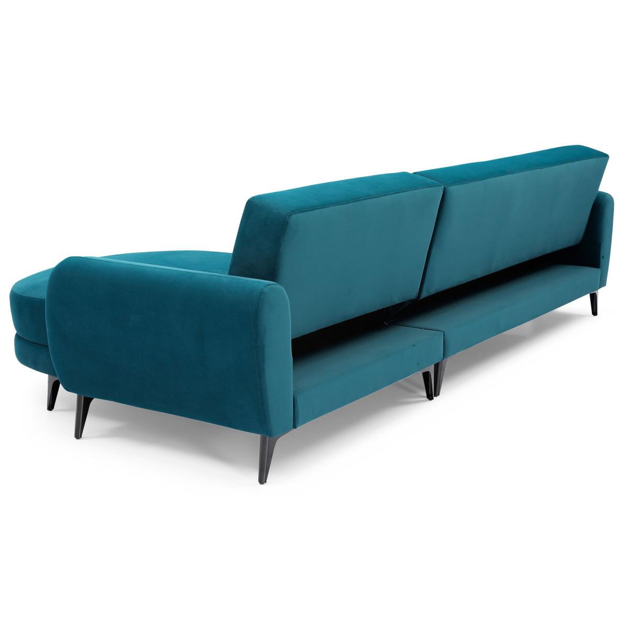 Voir la diapositive 4 : Paris Prix Canapé d'angle convertible en velours  milan  283cm bleu canard