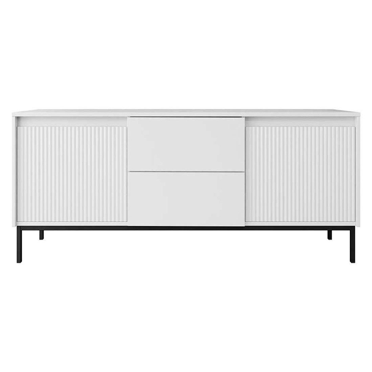 BEST MOBILIER Girona - meuble tv - blanc - 2 portes et 2 tiroirs - 174 cm