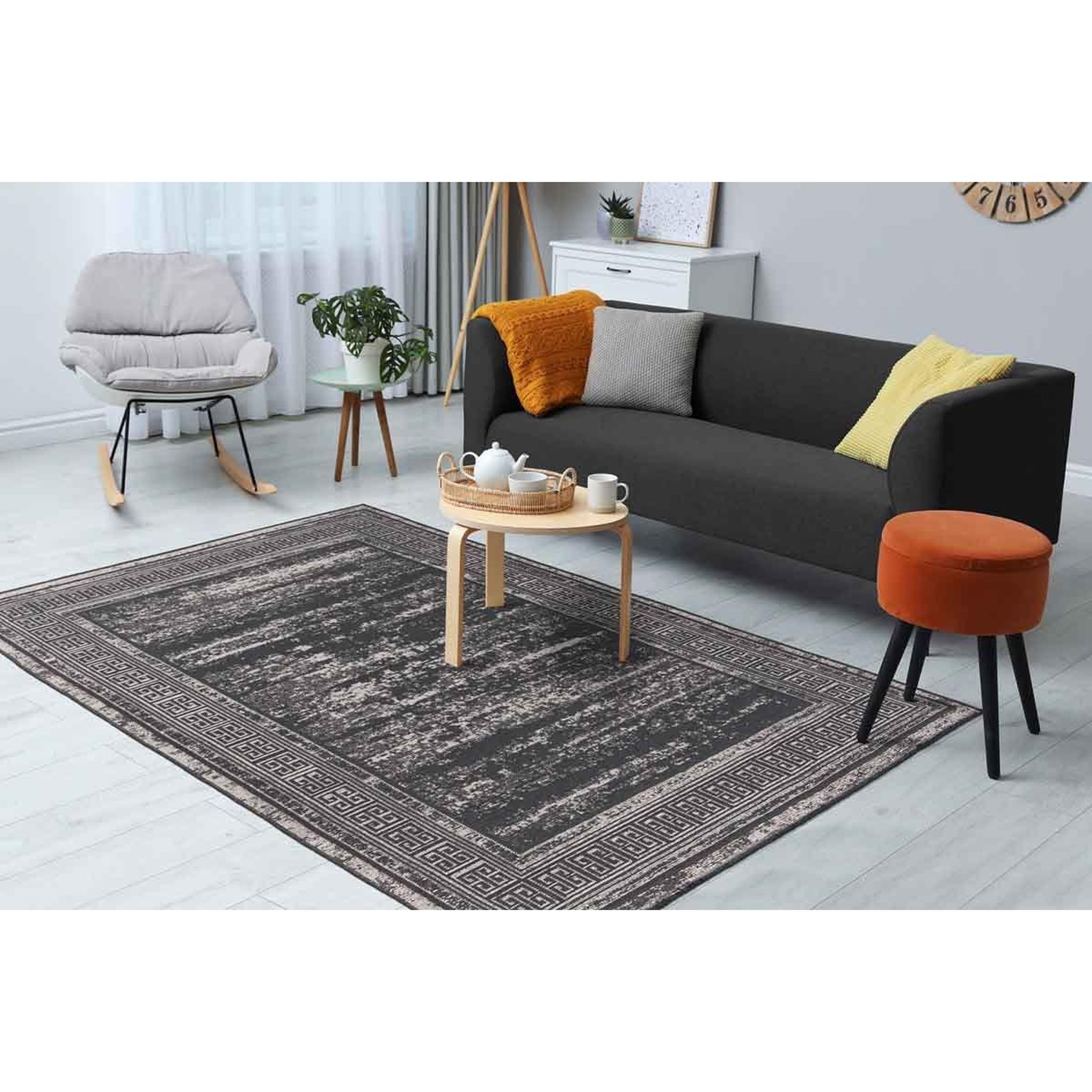 Voir la diapositive 5 : Paris Prix Tapis Tissé à Poils Plats Rétro  Kalevi  Gris
