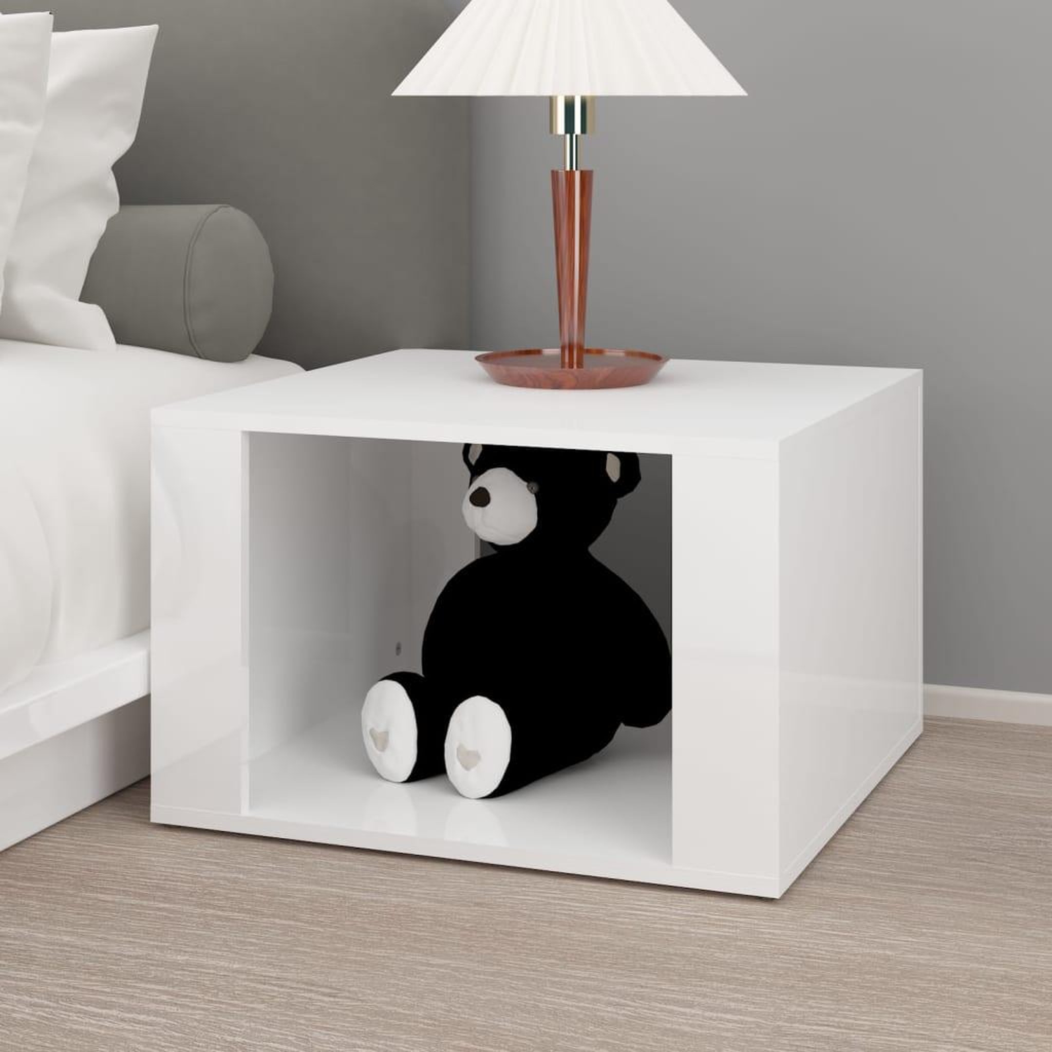 Voir la diapositive 3 : VIDAXL Table de chevet Blanc brillant 57x55x36 cm Bois d'ingenierie