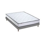 IDLITERIE Ensemble Matelas Ressorts + Mémoire de forme + sommier ELOISE Made in France 140 x 190 Sommier Gris chiné