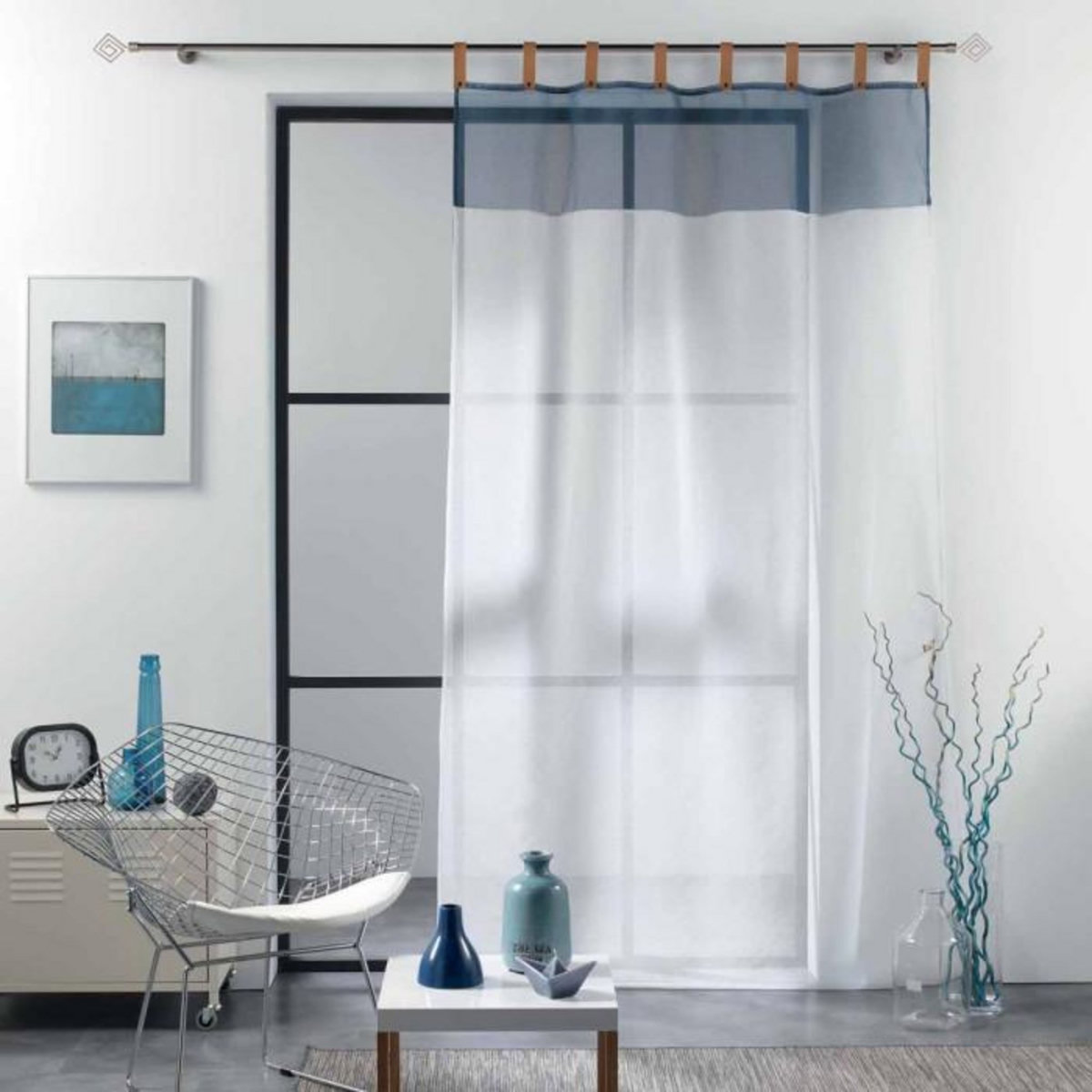 Paris Prix Rideau Voilage à Passants  Loft Atelier  140x240cm Bleu