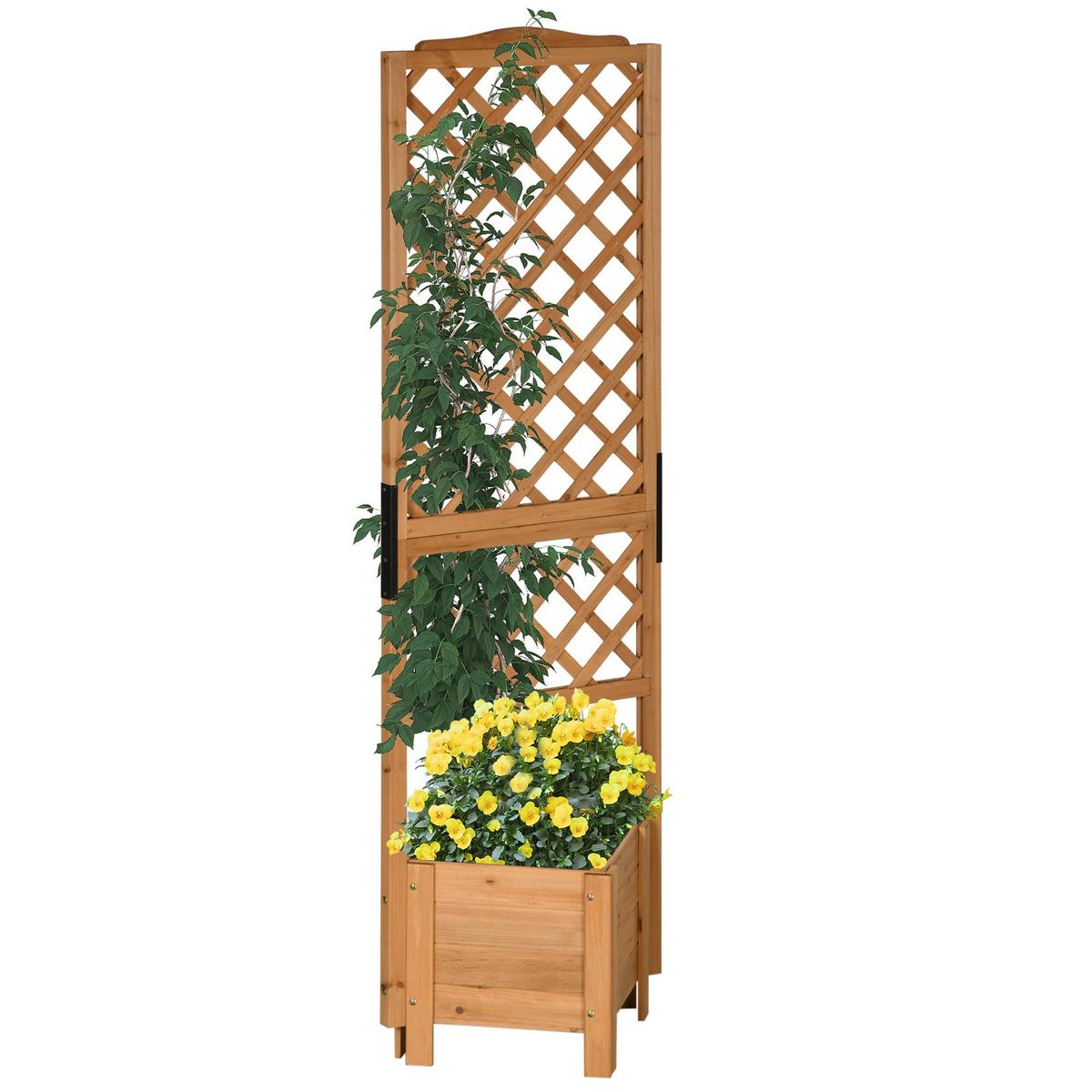 OUTSUNNY Jardinière avec treillis - bac à fleurs - jardinière sur pied - dim. 54,5L x 52l x 180H cm - bois sapin pré-huilé