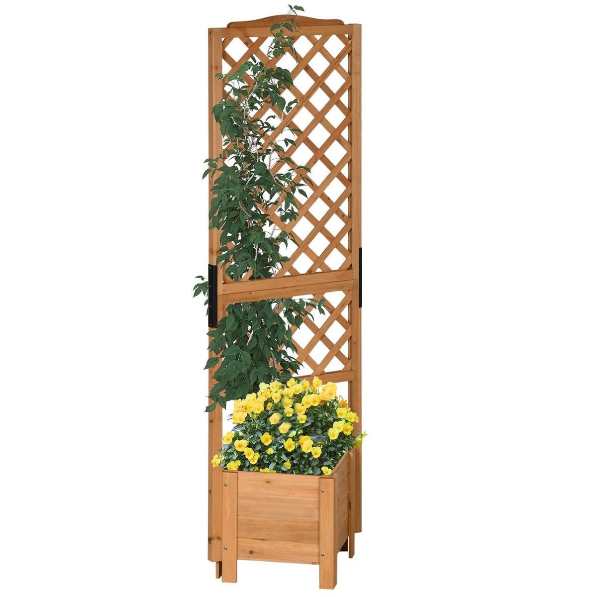 OUTSUNNY Jardinière avec treillis - bac à fleurs - jardinière sur pied - dim. 54,5L x 52l x 180H cm - bois sapin pré-huilé