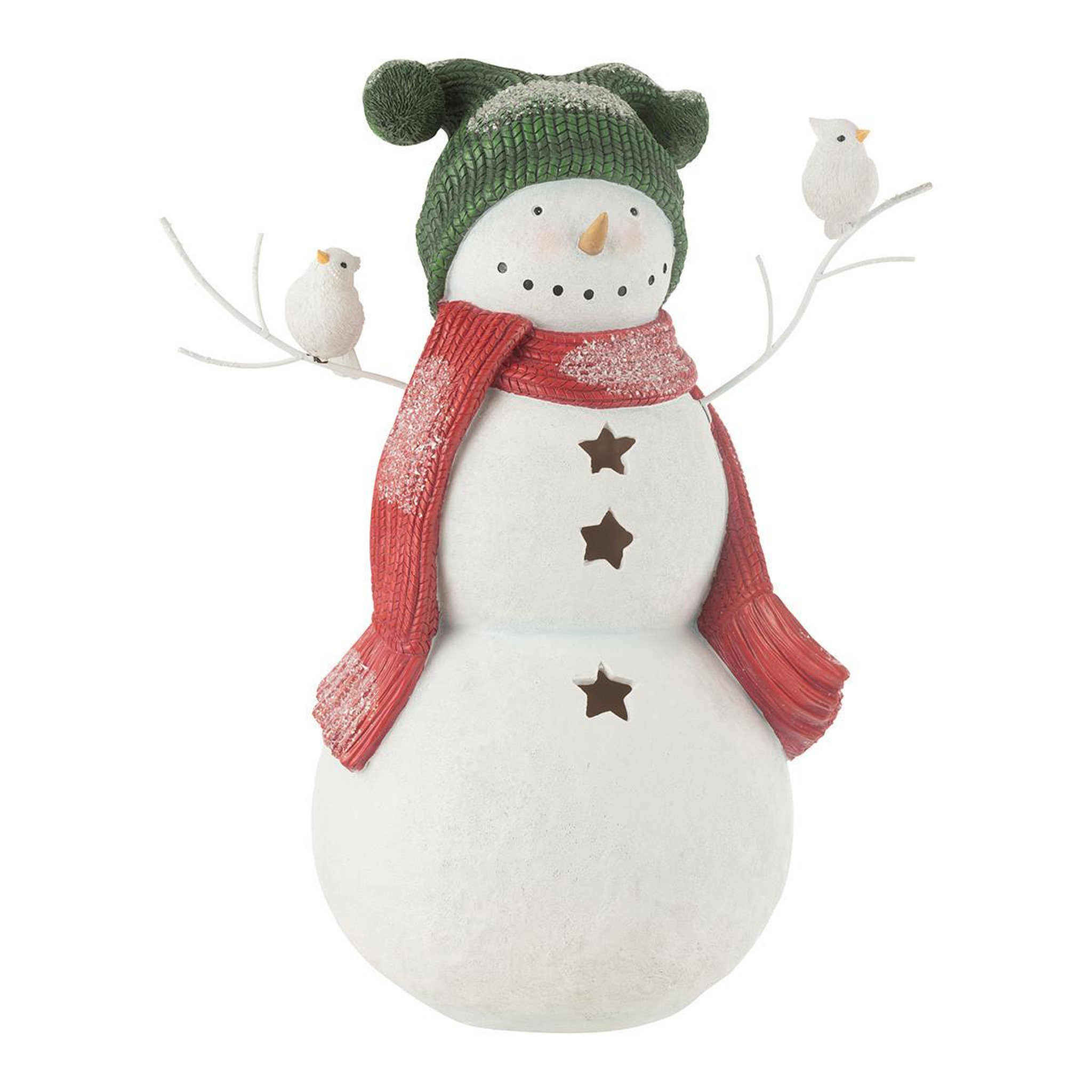 J-LINE Bonhomme de neige déco  oiseaux  50cm multicolore