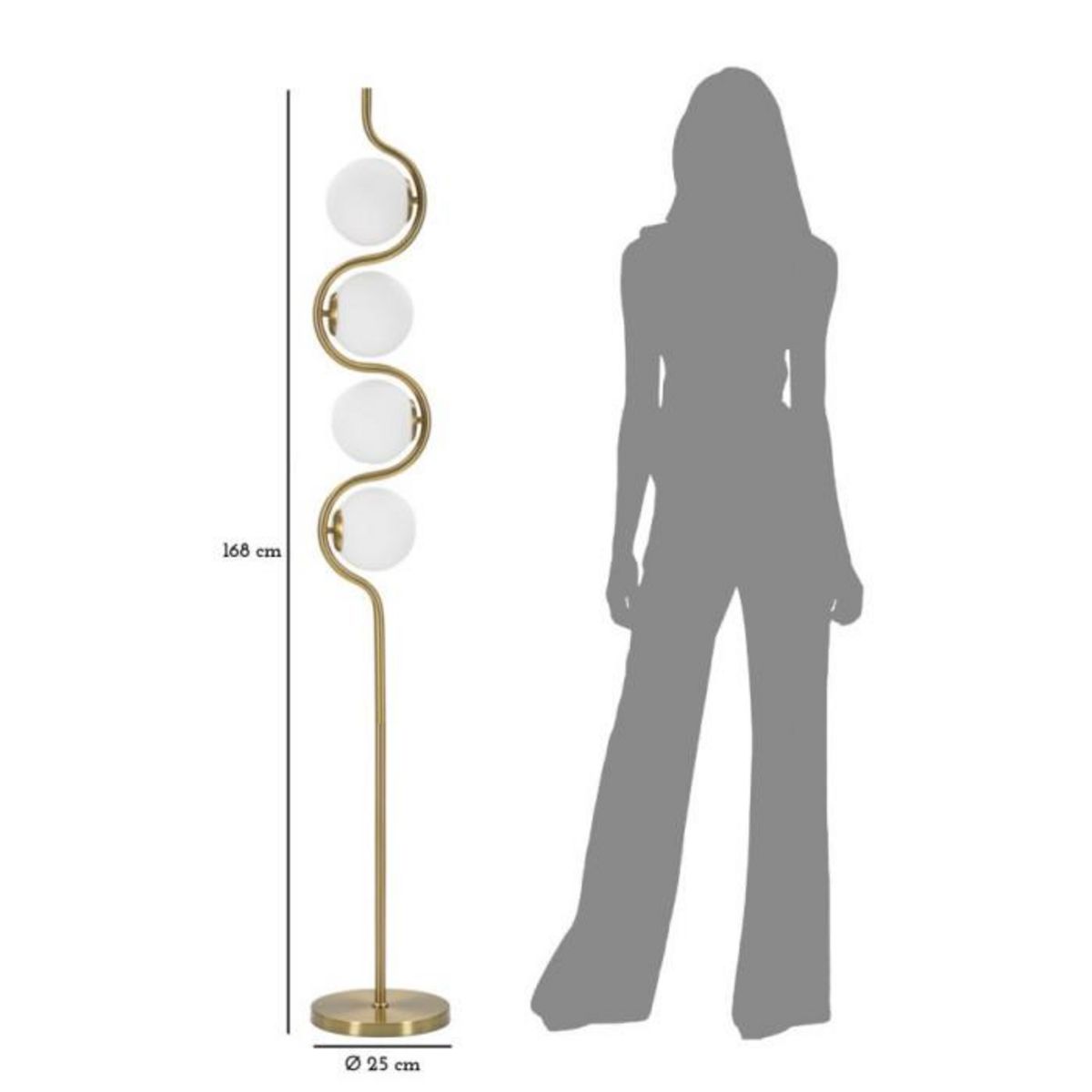 Paris Prix Lampadaire Design 4 Sphères  Luci  165cm Blanc & Or