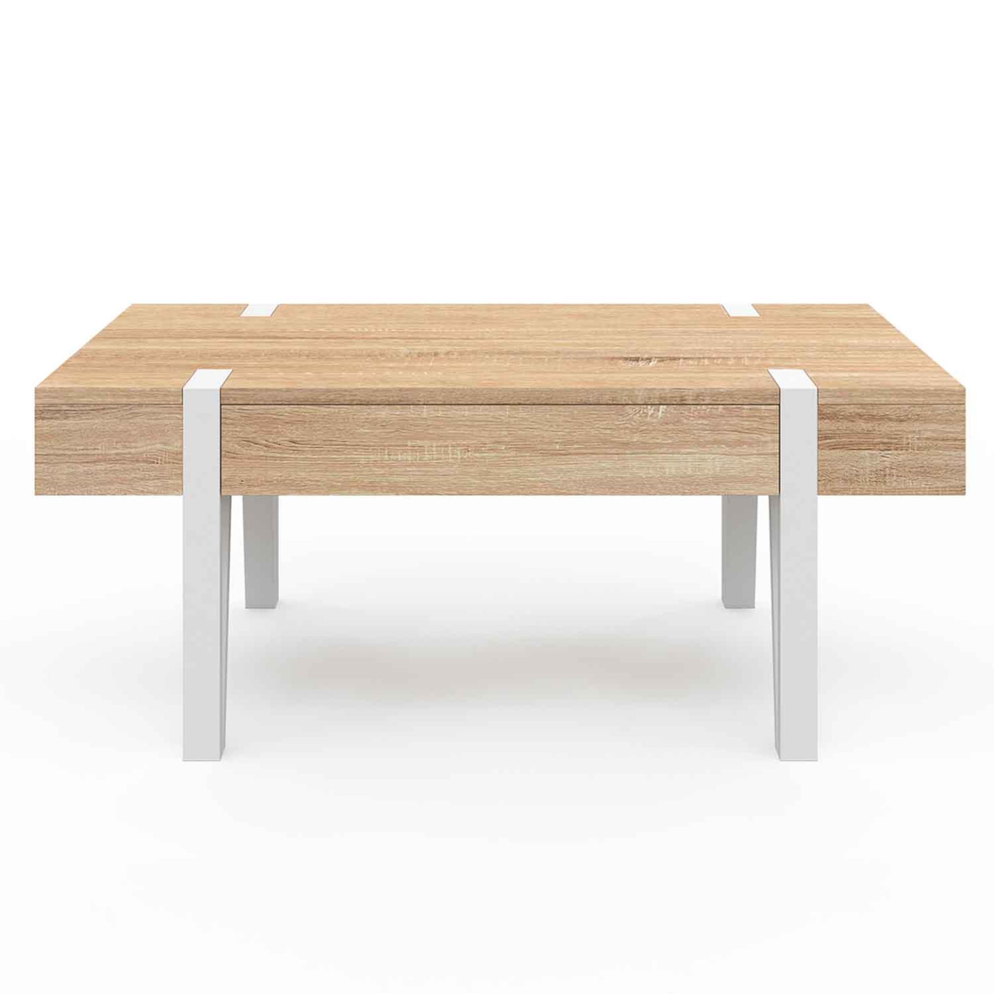 Voir la diapositive 3 : ID MARKET Table basse 1 tiroir austria bois pied épingle blanc