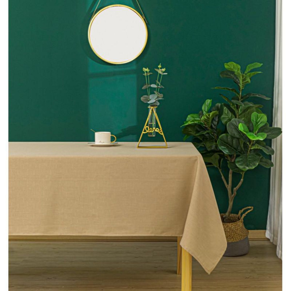 UNIVERS DECOR Nappe antitache unie Beige rectangulaire 145 x 240 cm