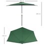 Voir la diapositive 3 : OUTSUNNY Demi parasol - parasol de balcon 5 entretoises métal - 2,93 x 1,5 x 2,49 m - polyester haute densité vert