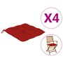 VIDAXL Coussins de chaise 4 pcs 40x40x7 cm Rouge