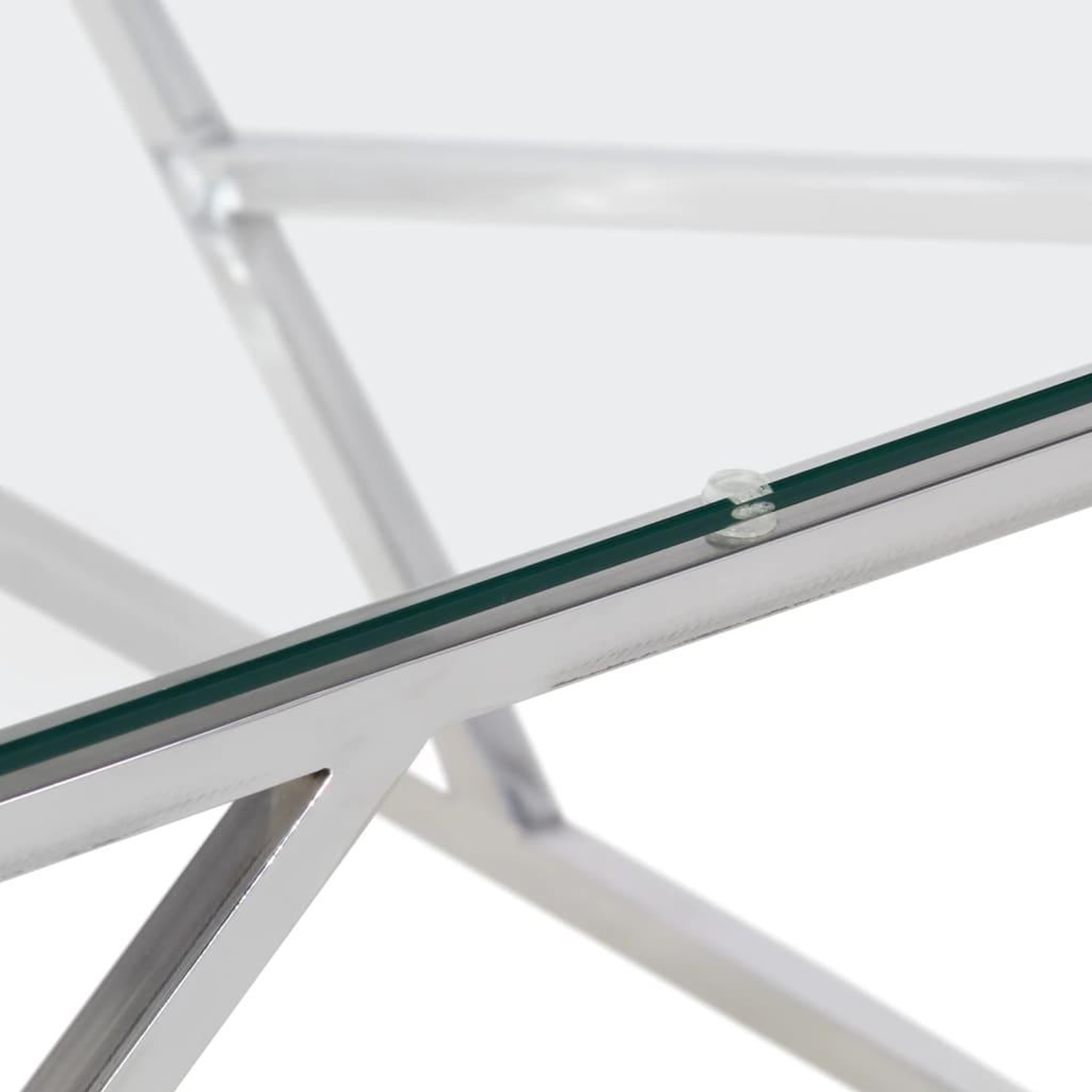Voir la diapositive 5 : VIDAXL Table basse argente acier inoxydable et verre trempe