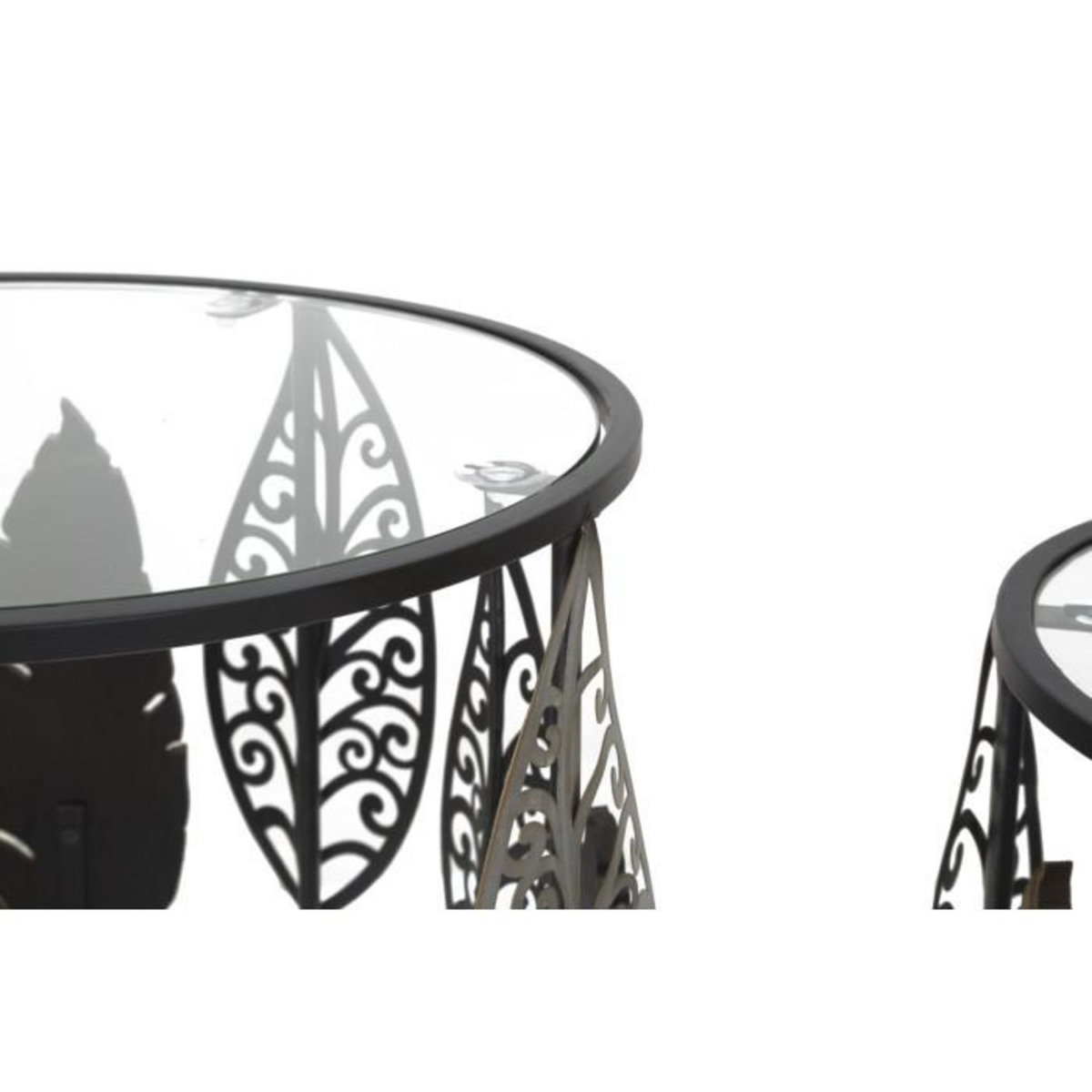 Paris Prix Lot de 2 Tables d'Appoint  Feuilles  55cm Multicolore