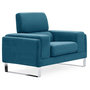 Voir la diapositive 1 : Paris Prix Fauteuil Design en Velours Côtelé  Ezekiel  104cm Bleu