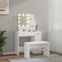 Voir la diapositive 3 : VIDAXL Ensemble de coiffeuse avec LED Blanc Bois d'ingenierie