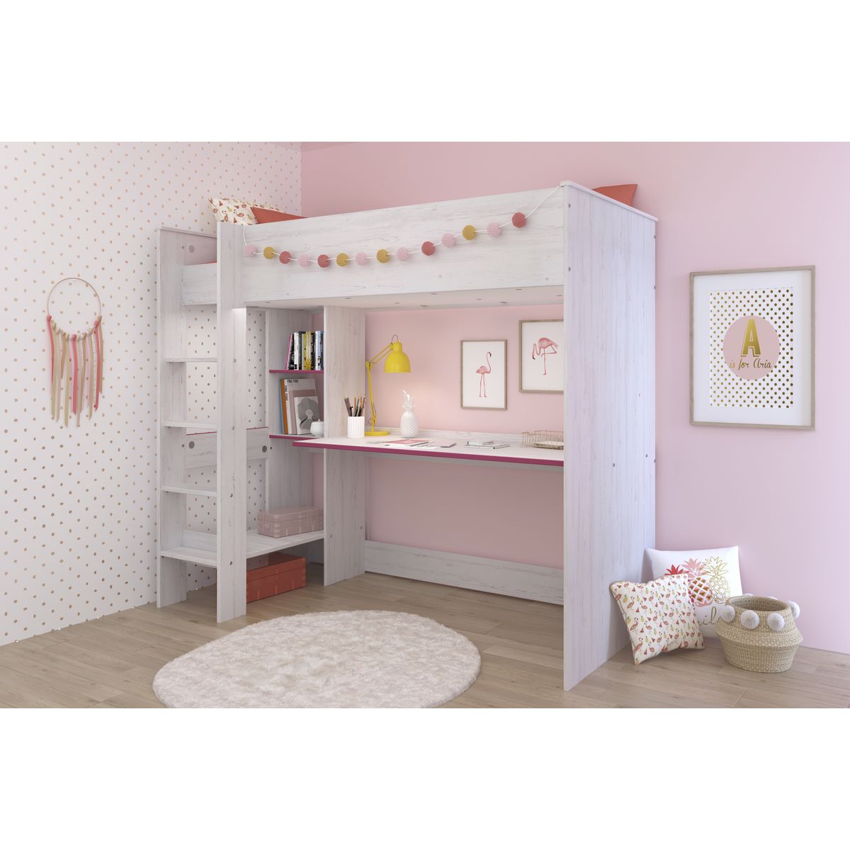 Lit mezzanine avec rangement 90x200cm OZY