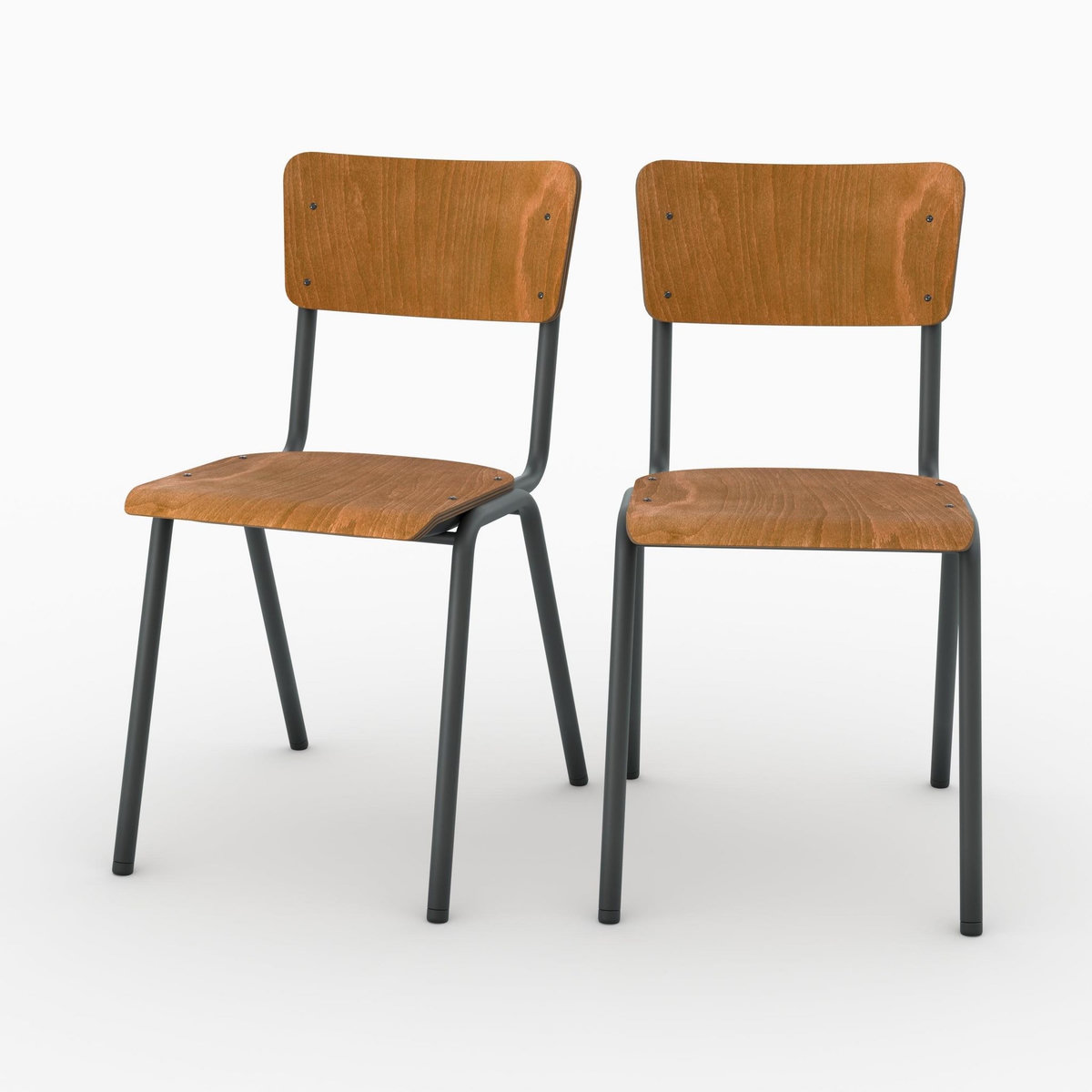 Rendez vous déco Lot de 2 chaises écolier empilables en bois foncé - Clem