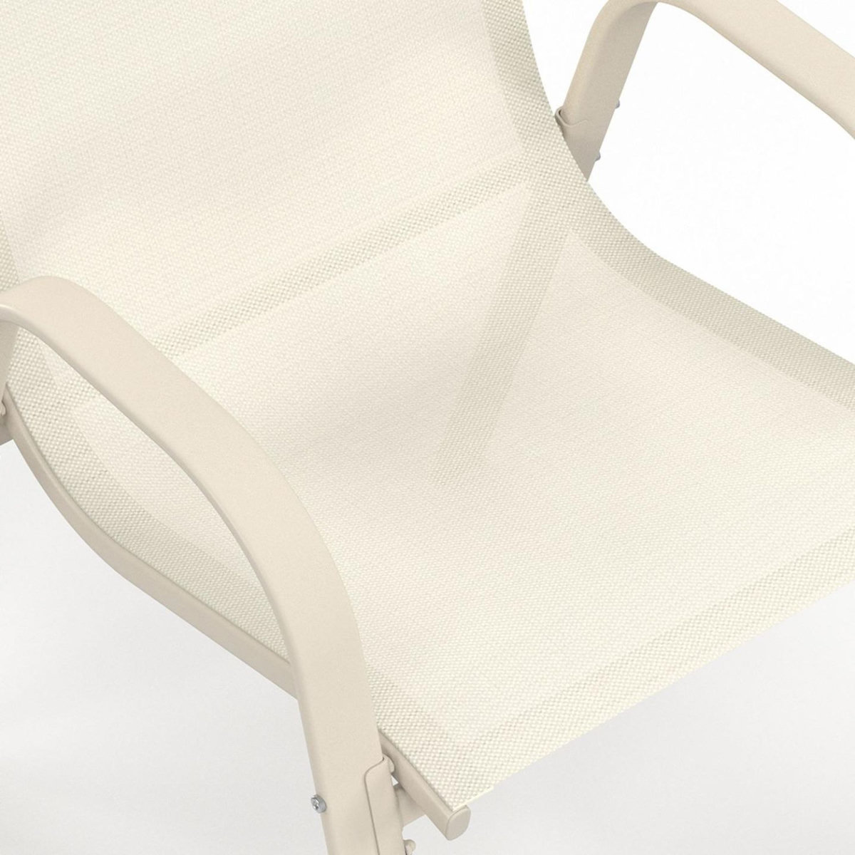 ID MARKET Lot de 6 chaises de jardin LYMA métal et textilène empilables beige