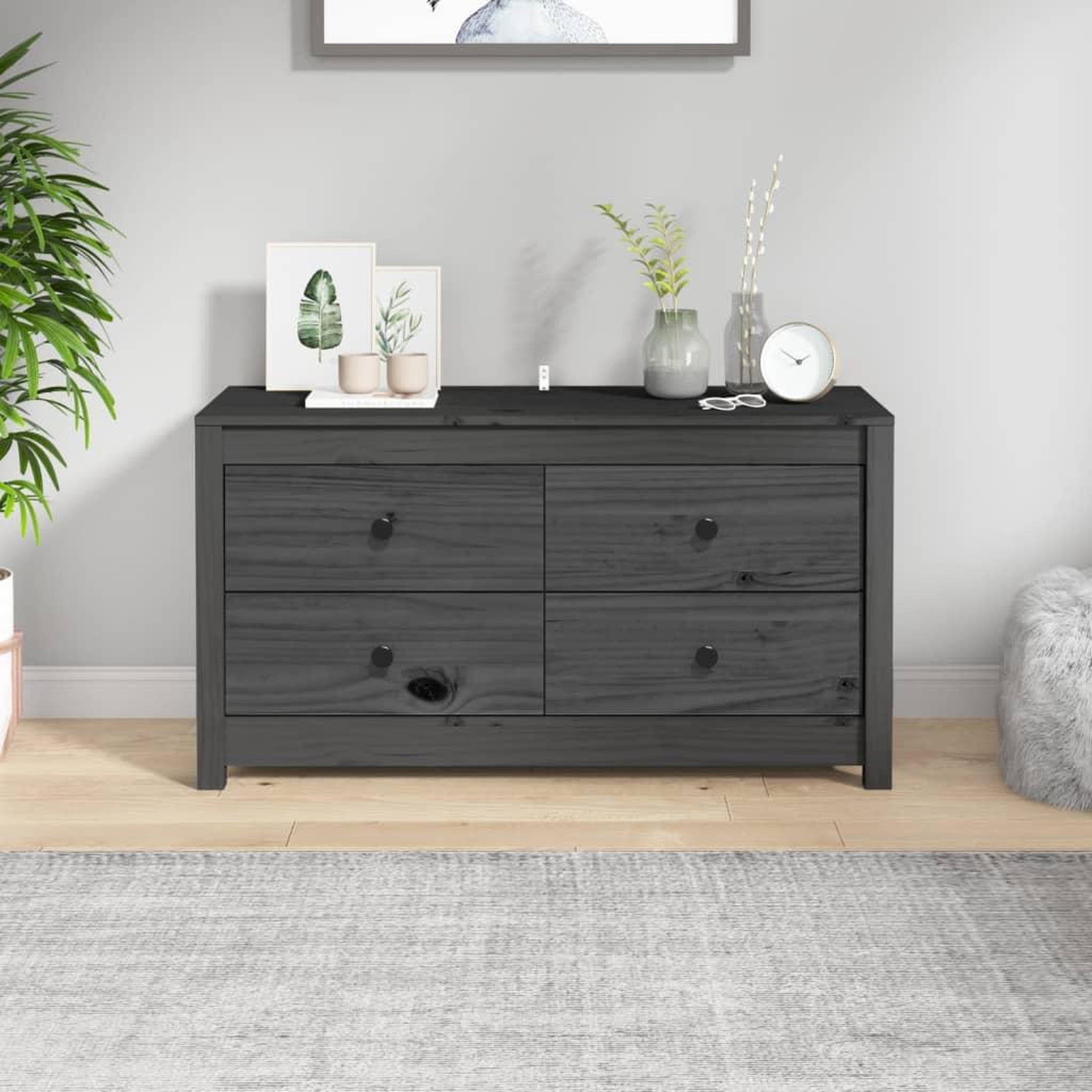Voir la diapositive 1 : VIDAXL Armoire laterale Gris 100x40x54 cm Bois de pin massif