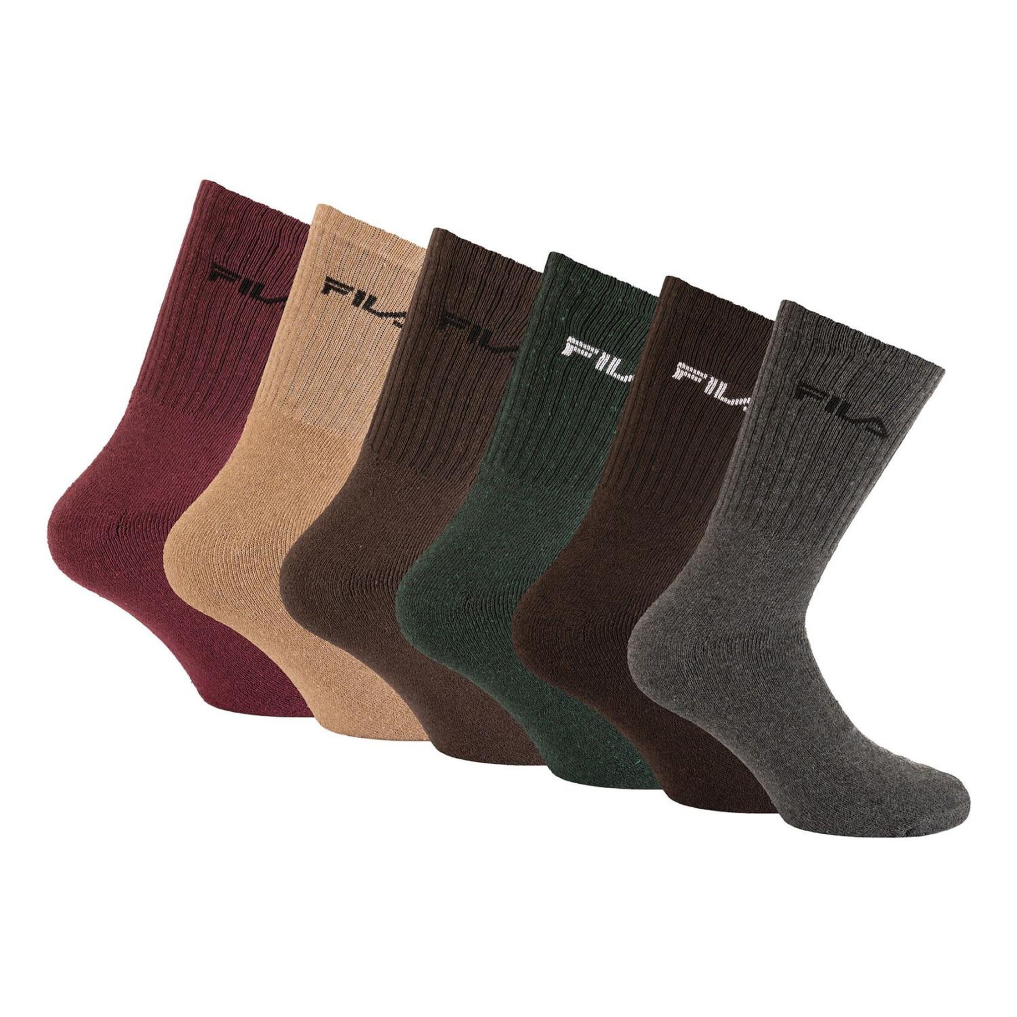 FILA Lot de 6 paires de chaussette tennis homme. Coloris disponibles : Marron