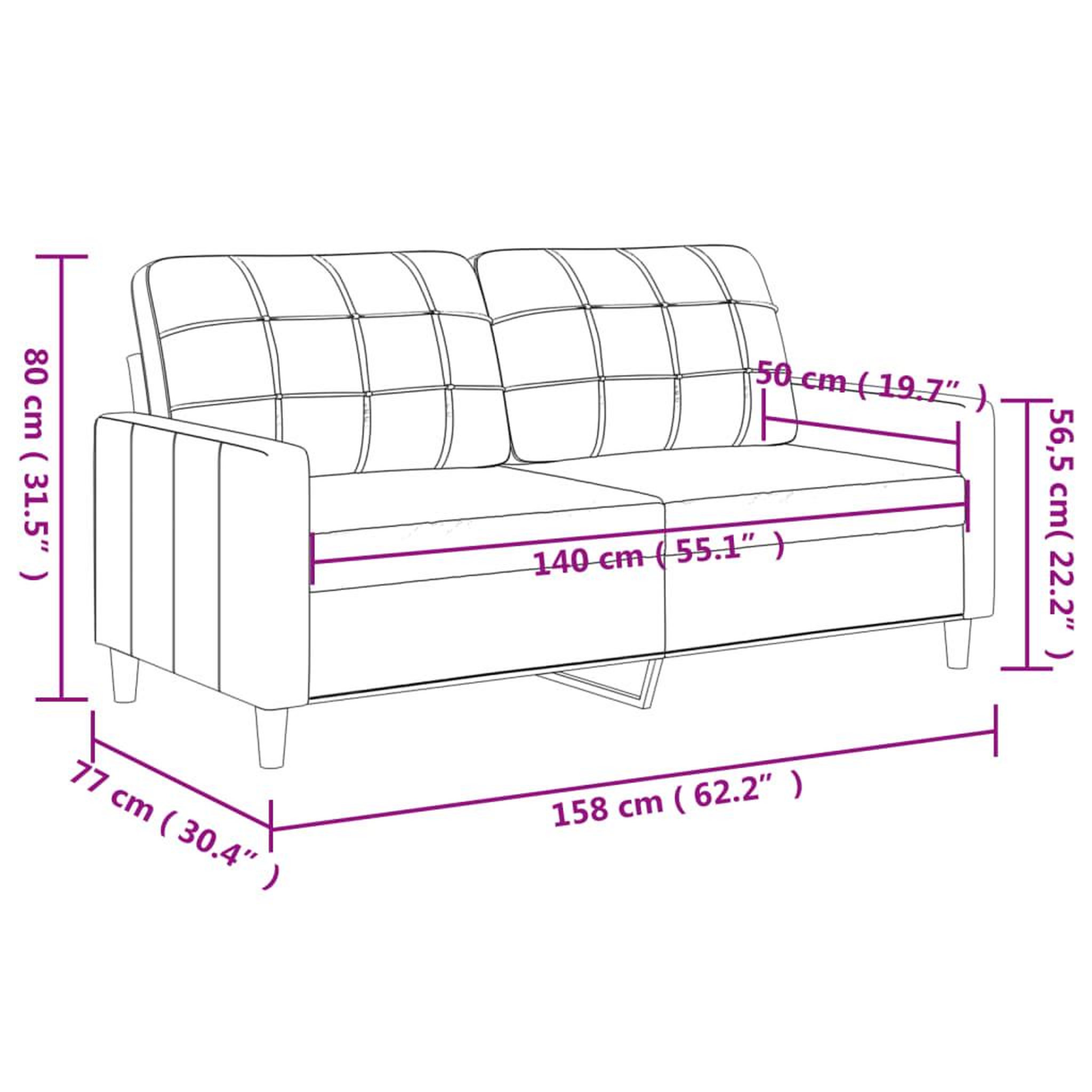 Voir la diapositive 6 : VIDAXL Canape a 2 places Gris fonce 140 cm Tissu