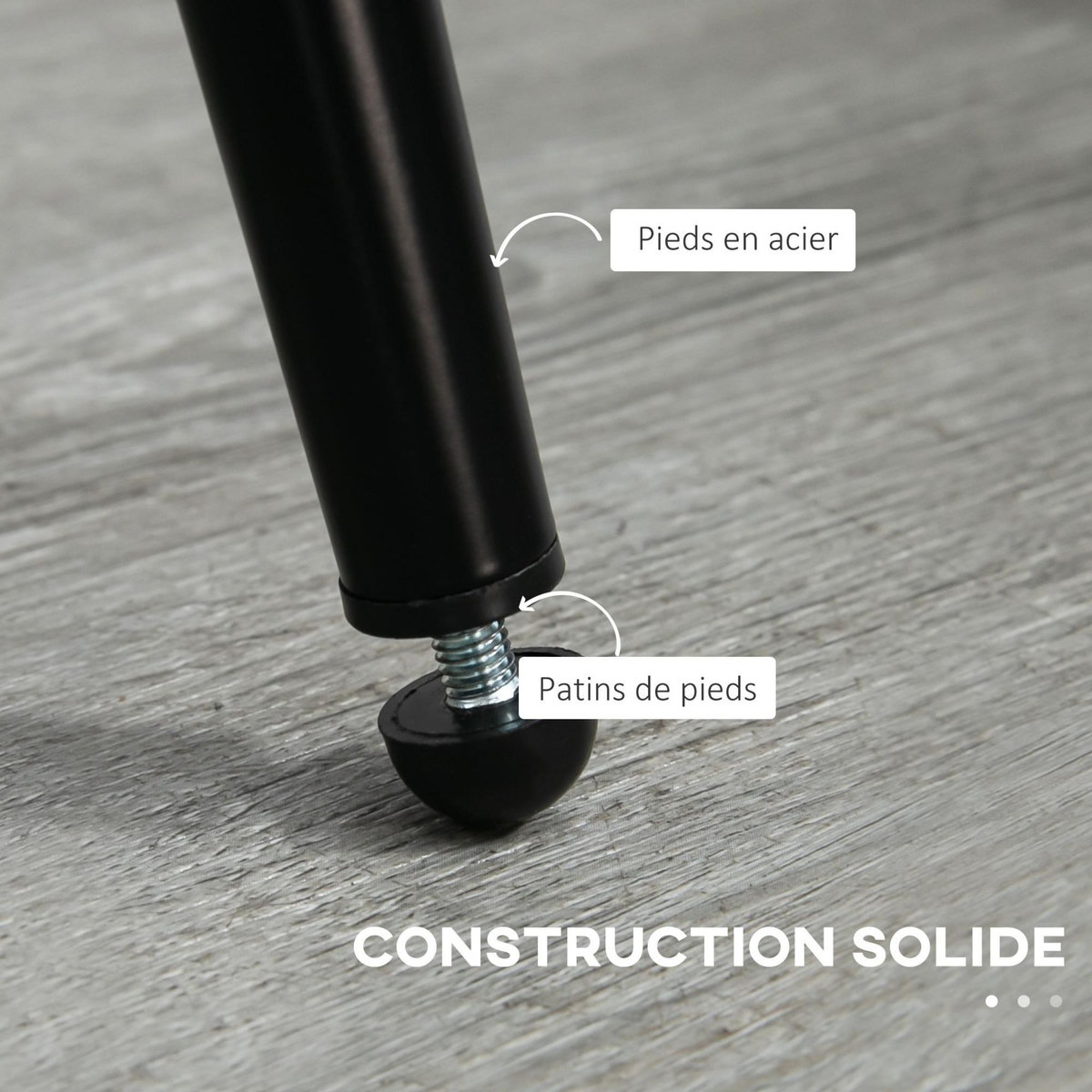 HOMCOM Chaises de visiteur design - lot de 2 chaises - piètement incliné effilé acier noir - revêtement effet laine bouclée beige