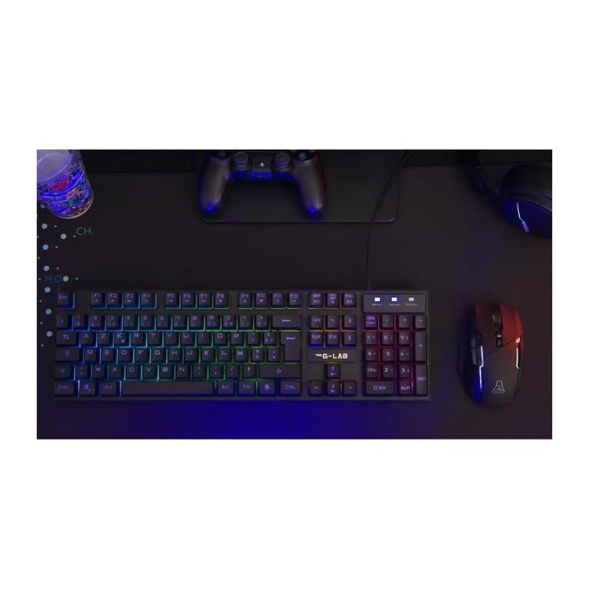 Voir la diapositive 6 : THE G-LAB Clavier Gaming - Membrane RGB - THE G-LAB - KEYZ-CAESIUM/FR - FR Layout - 12 raccourcis - 19 touches anti ghosting