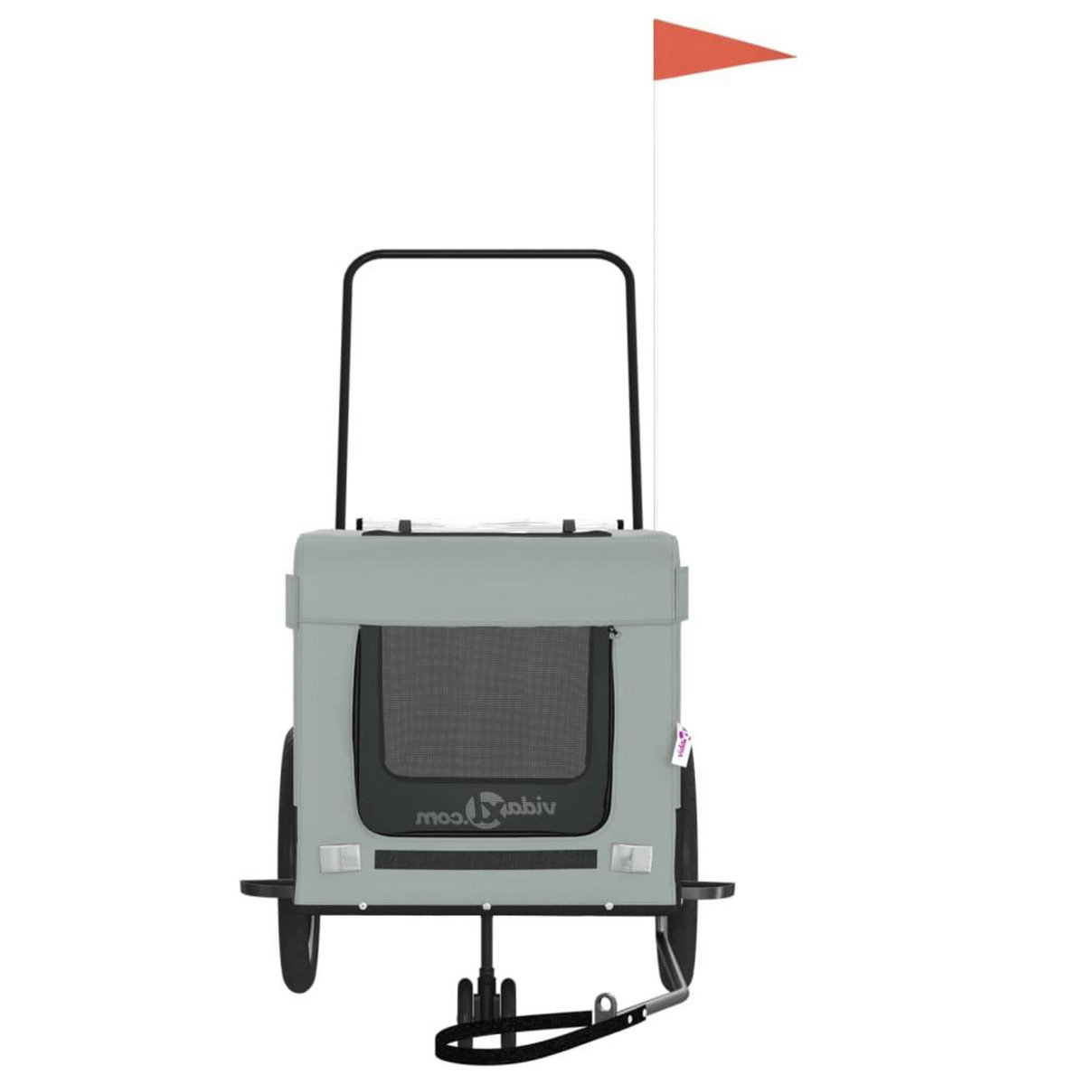 VIDAXL Remorque de velo pour animaux de compagnie gris et noir