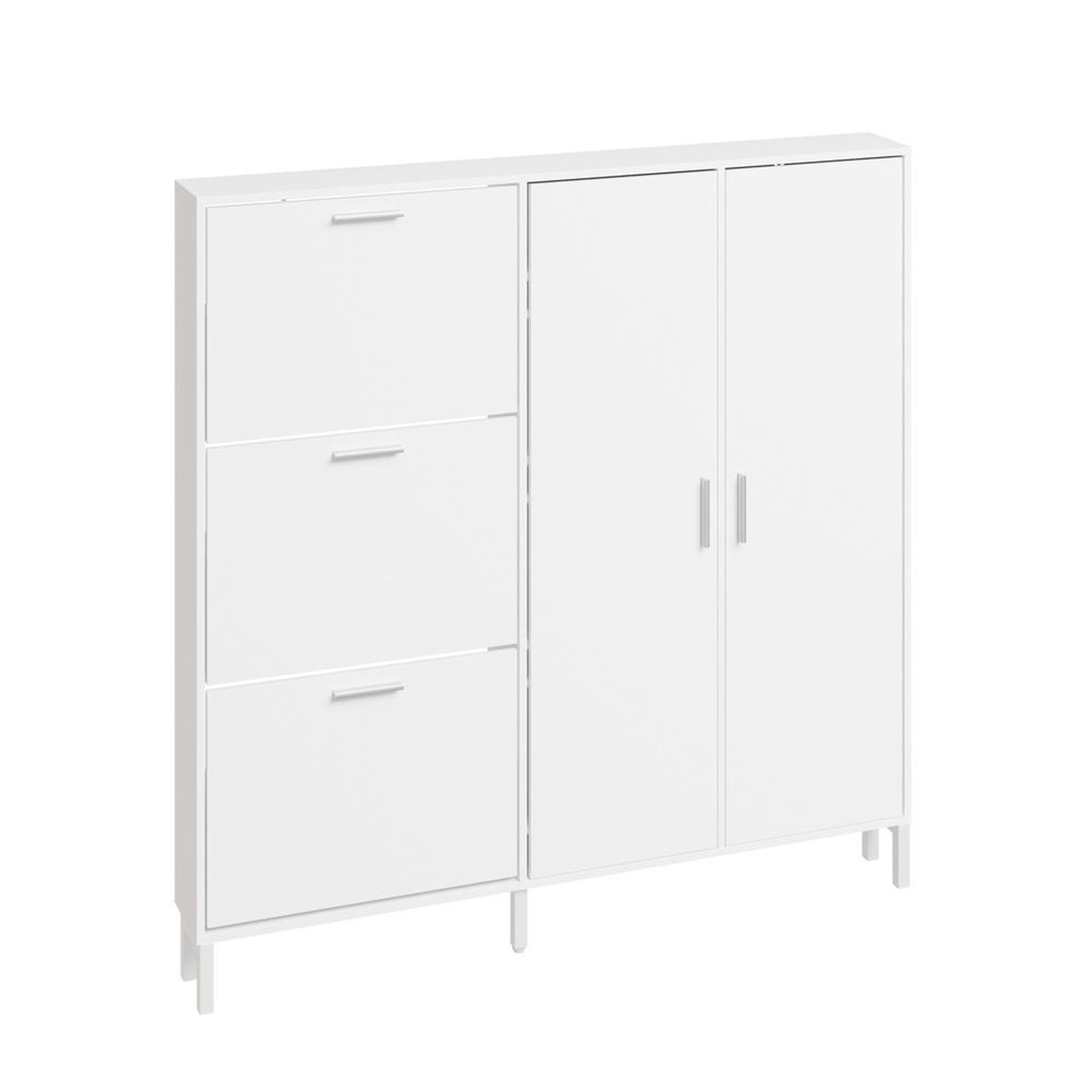 SOBUY Armoire à chaussures blanche 14 compartiments 115,5x14,5x117 cm