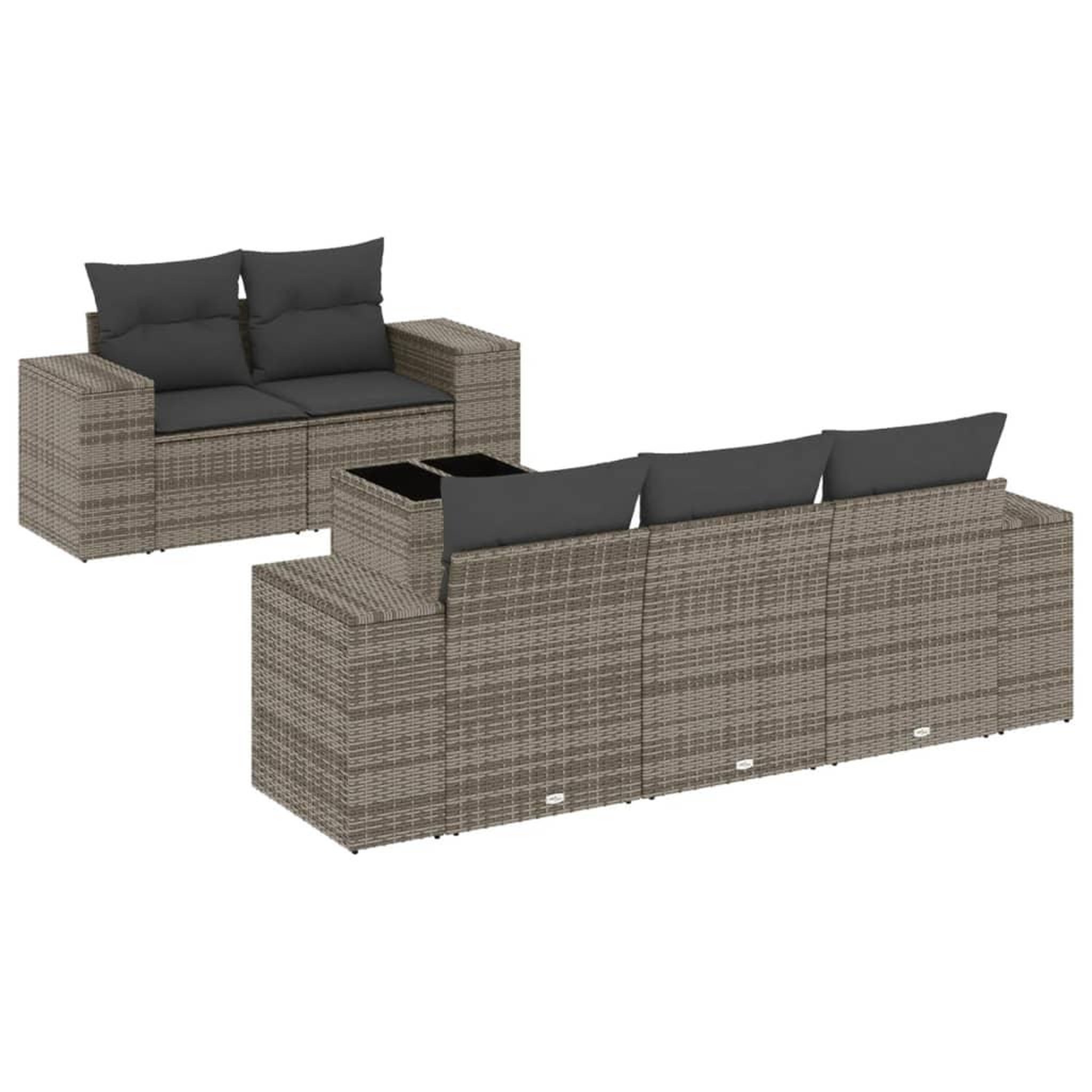 Voir la diapositive 2 : VIDAXL Salon de jardin 6 pcs avec coussins gris resine tressee