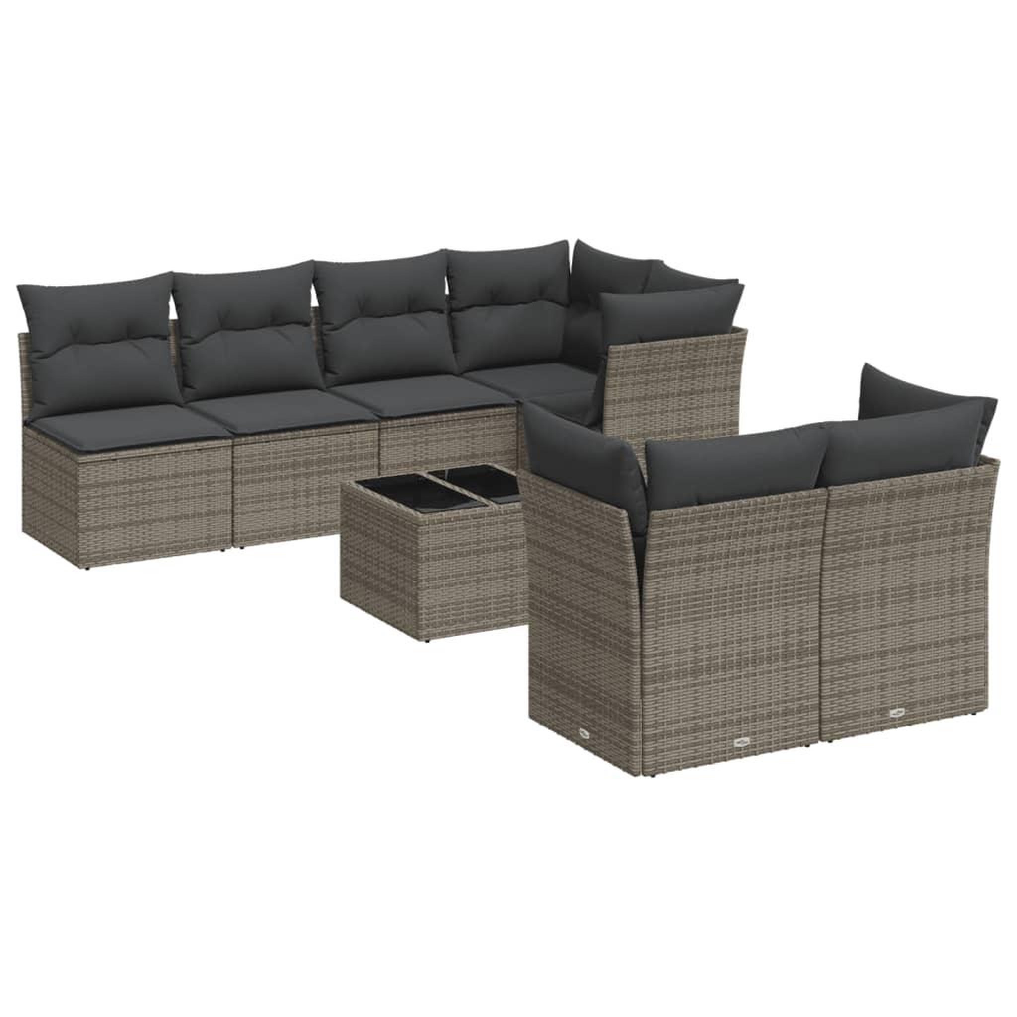Voir la diapositive 2 : VIDAXL Salon de jardin 8 pcs avec coussins gris resine tressee