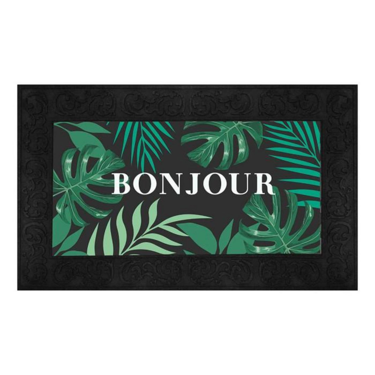 Paris Prix Tapis Relief Imprimé  Vesta  45x75cm Noir & Vert