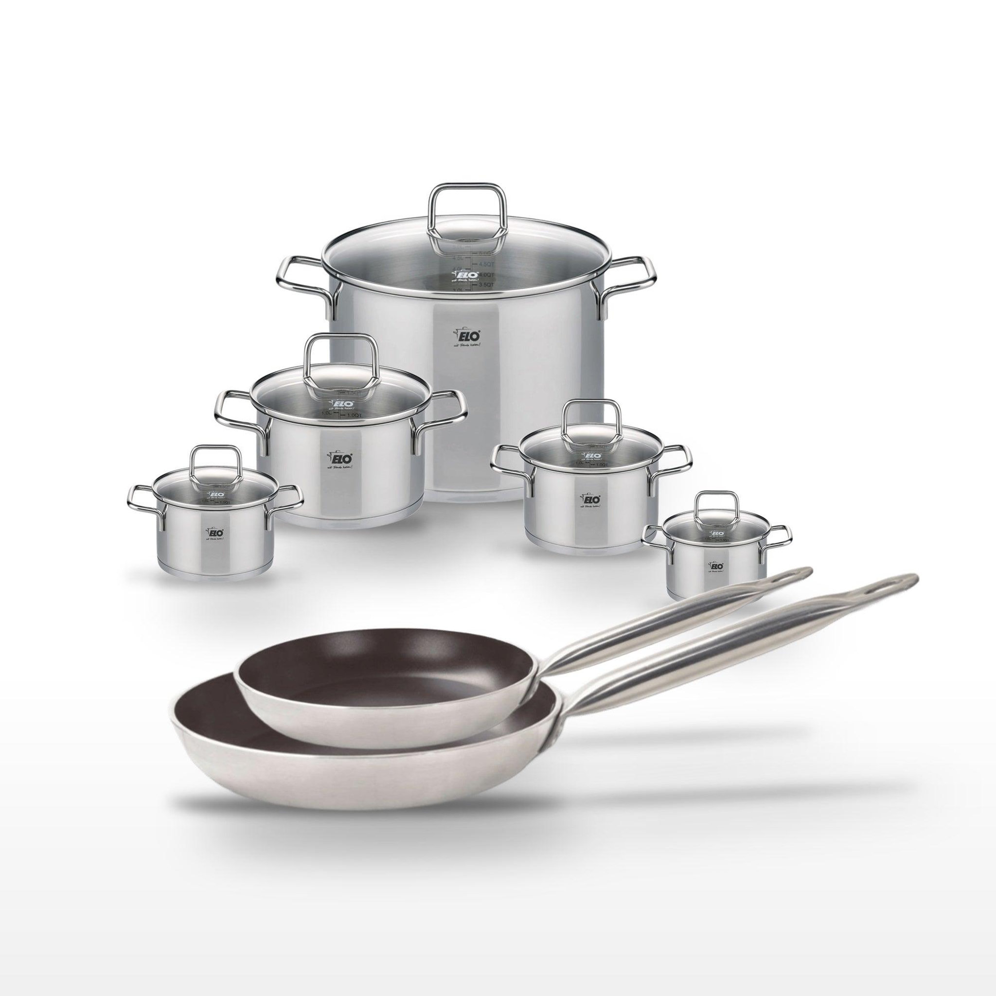 ELO Lot de 2 poêles 24/28 cm et 5 faitouts elo bistro line