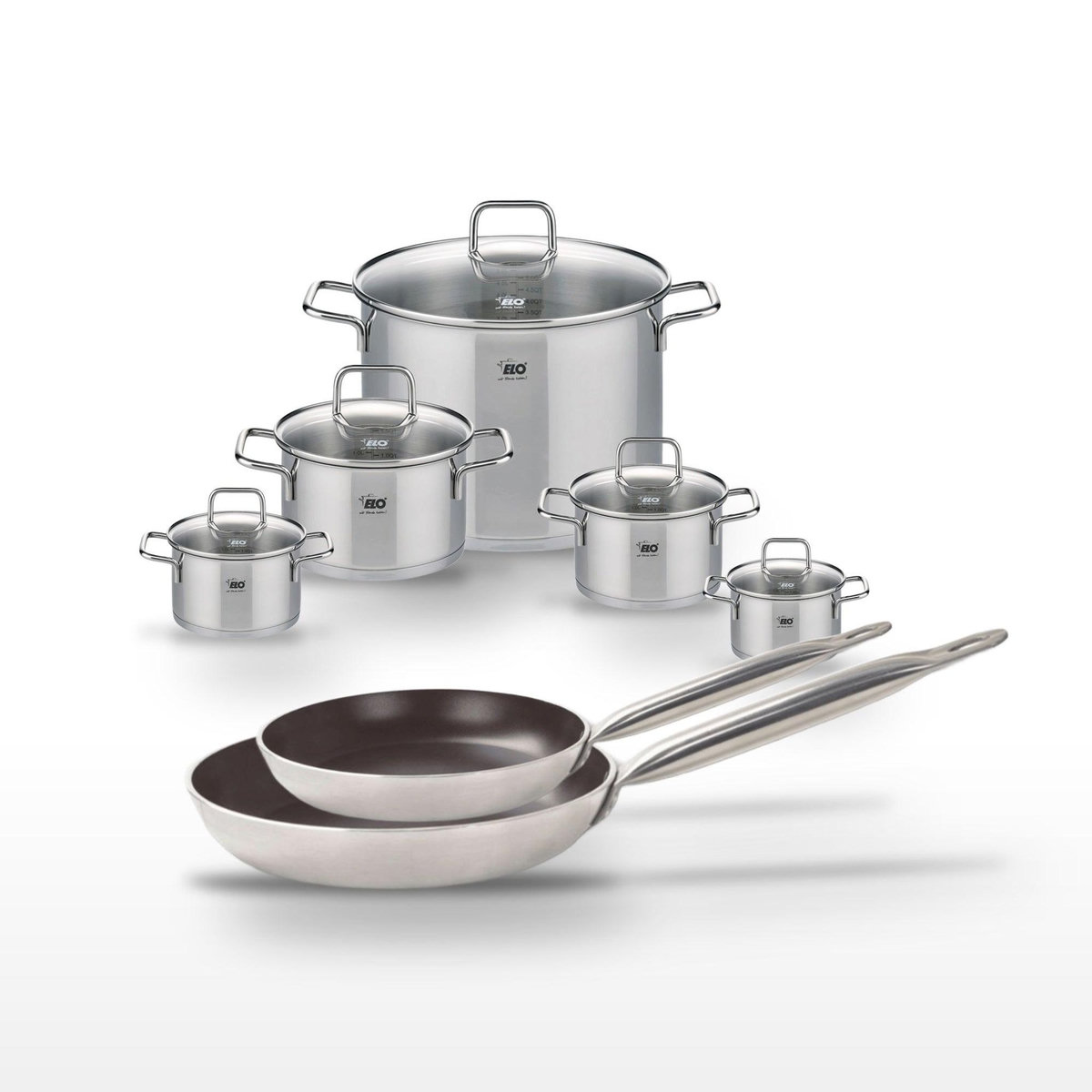 ELO Lot de 2 Poêles 24/28 cm et 5 Faitouts Elo Bistro Line