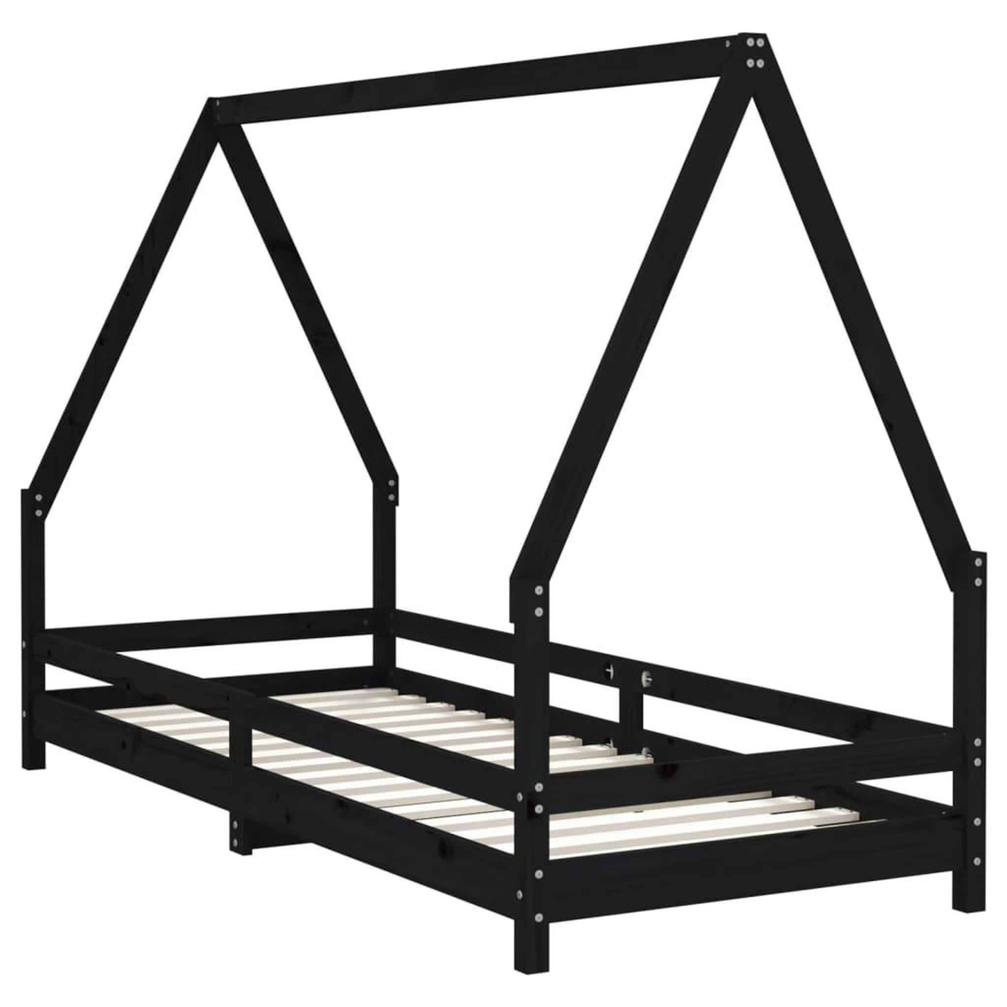 Voir la diapositive 3 : VIDAXL Cadre de lit pour enfants noir 80x200 cm bois de pin massif